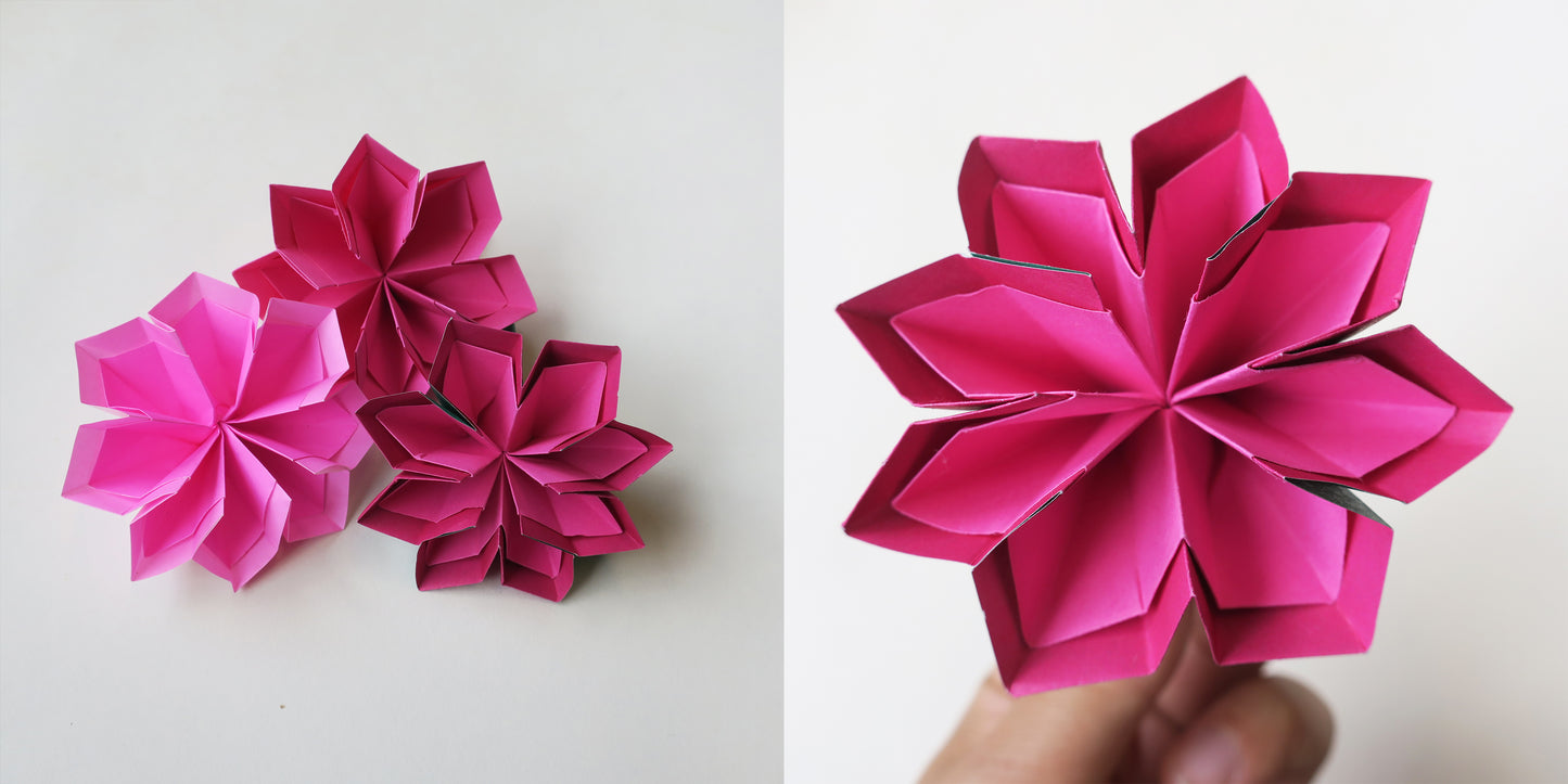 Flower Origami DIY Kit, Make 10 Different Origami Flowers, 15x15cm