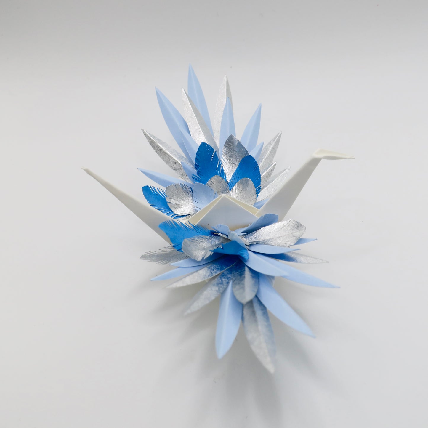 Grue à plumes en origami - Or caché