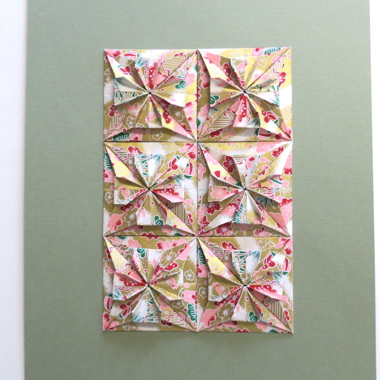 Origami Square Tiles Artwork - Gold