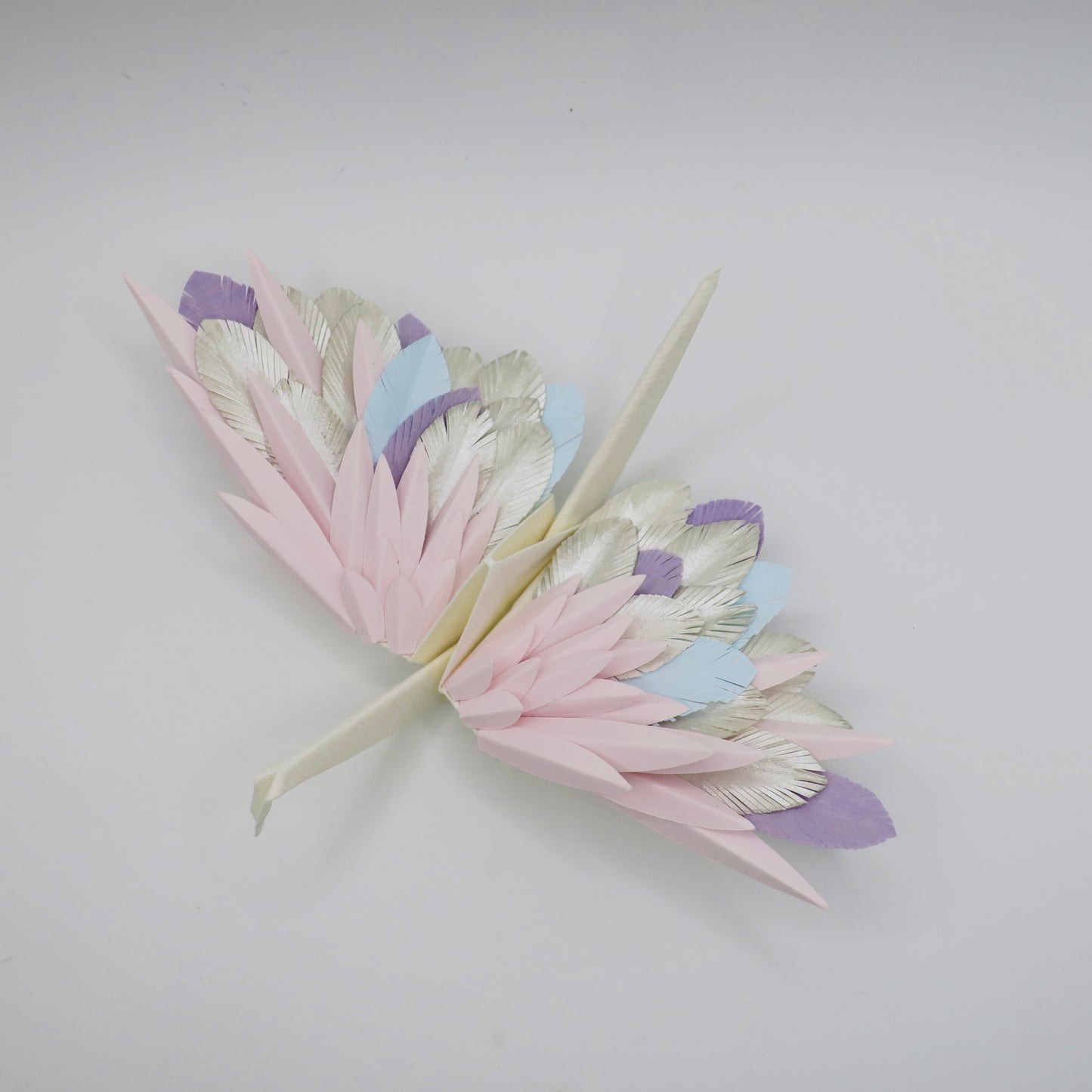 Grue à plumes en origami - Or caché