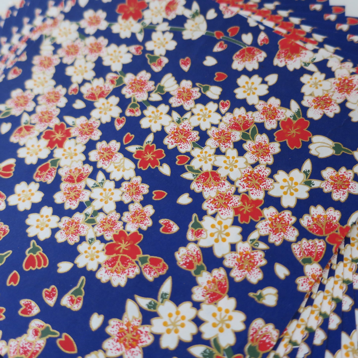 Pack of 20 Sheets 14x14cm Yuzen Washi Origami Paper HZ- 576 - Blue Weeping Cherry Blossom