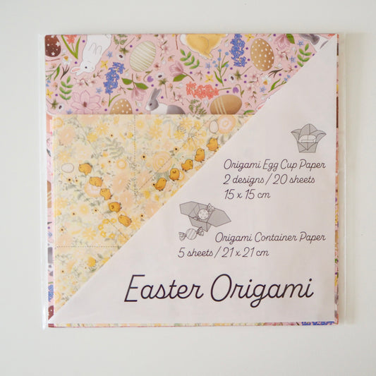 Easter Bunny & Chick Origami DIY pack - Egg Cup and Sweet Box DIY Kit, 15x15cm & 21x21cm