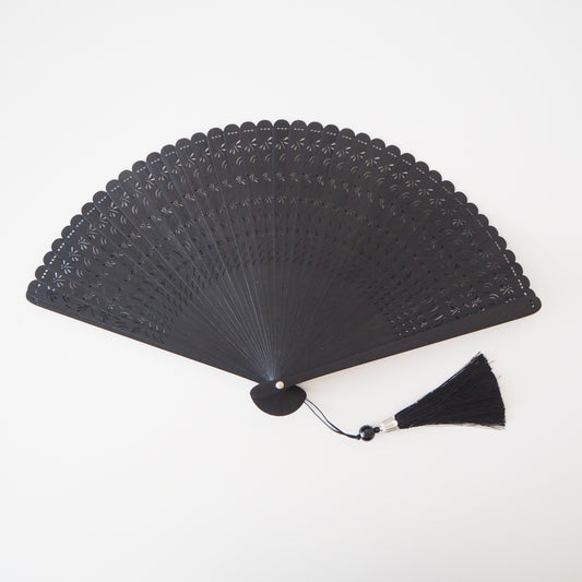 Wooden Folding Fan - Dragonfly, black