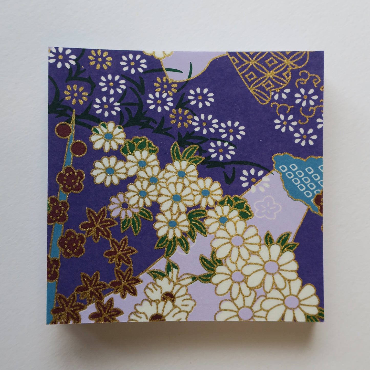 Paquet de 100 feuilles de papier origami Yuzen Washi 7x7 cm HZ-310 - Jardin d'eau fleuri du soir