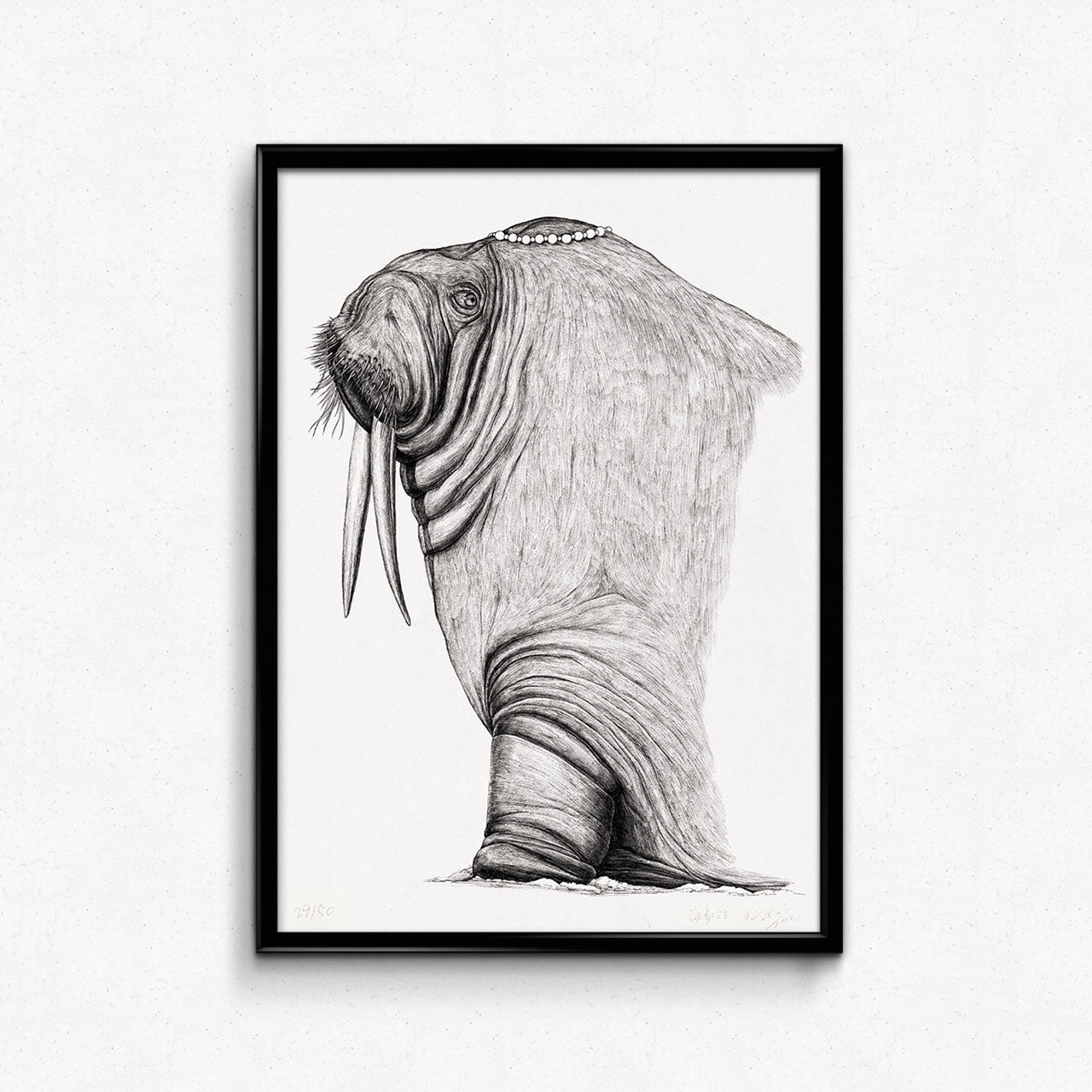 Animal Series Floating Zoo Art Print No.06 - The Princess Walrus - Print - Lavender Home London