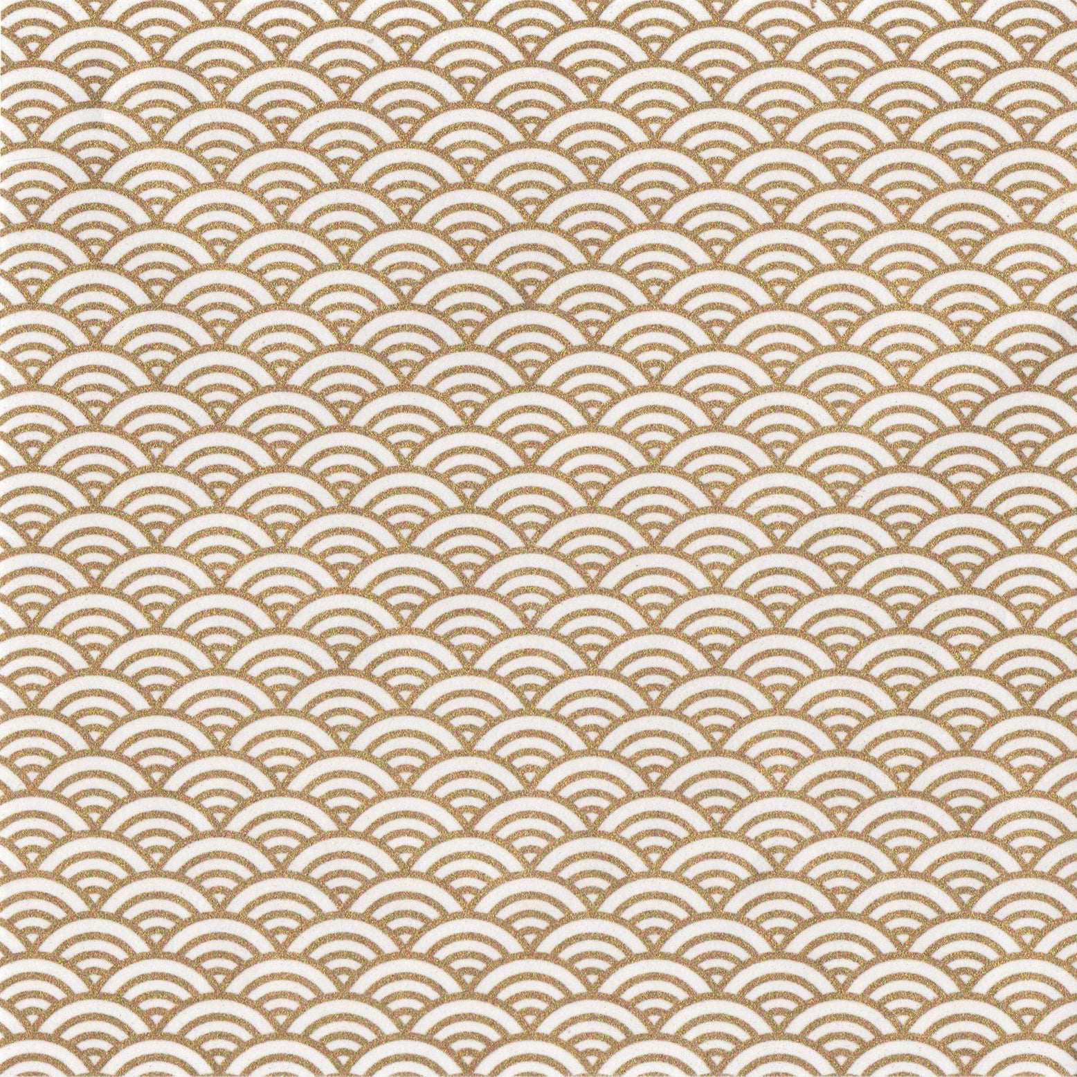 Pack of 20 Sheets 14x14cm Yuzen Washi Origami Paper HZ-191 - Gold Sea Waves White - washi paper - Lavender Home London