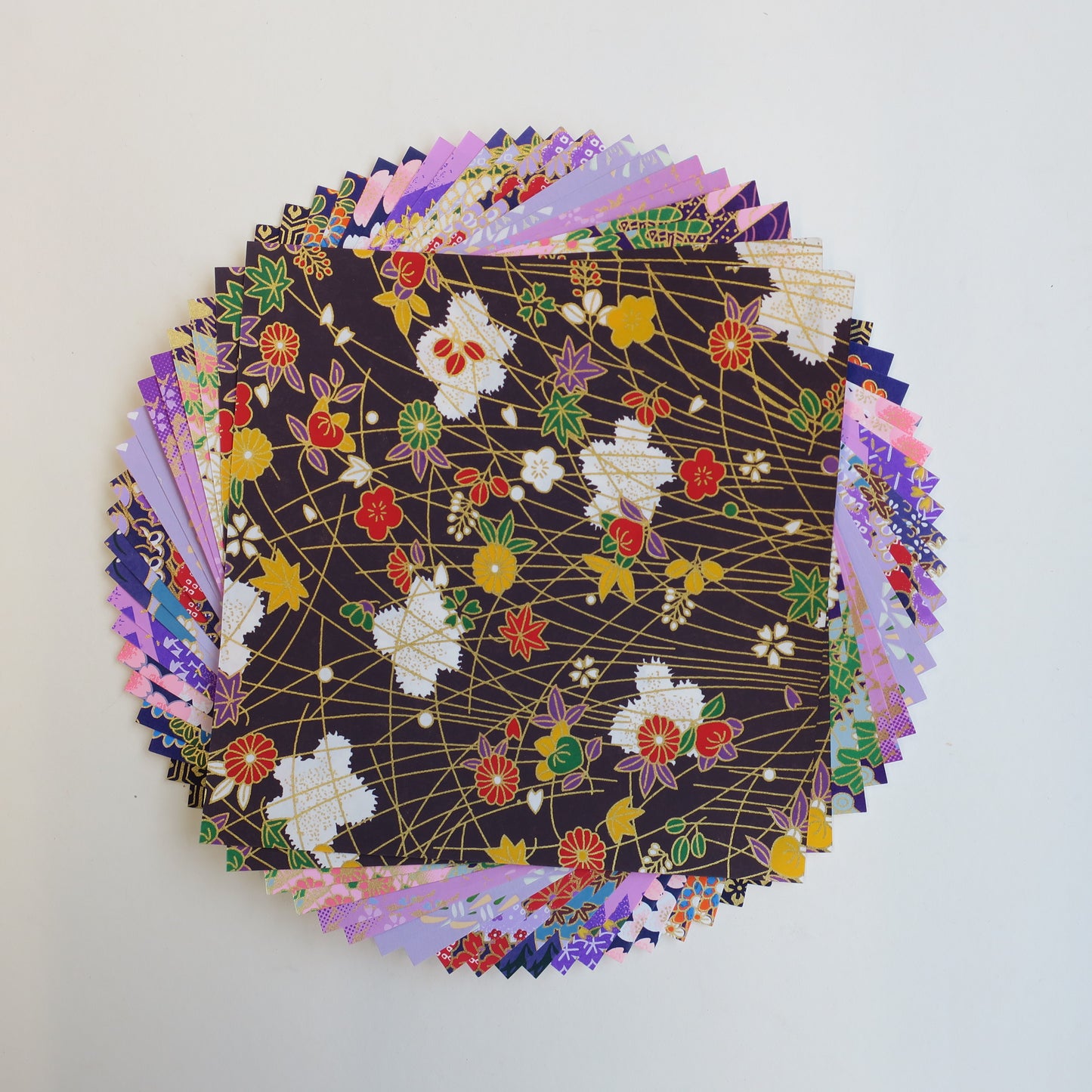 Paquete mixto de papel Washi Origami de 20 hojas de colores temáticos morados, 14x14cm