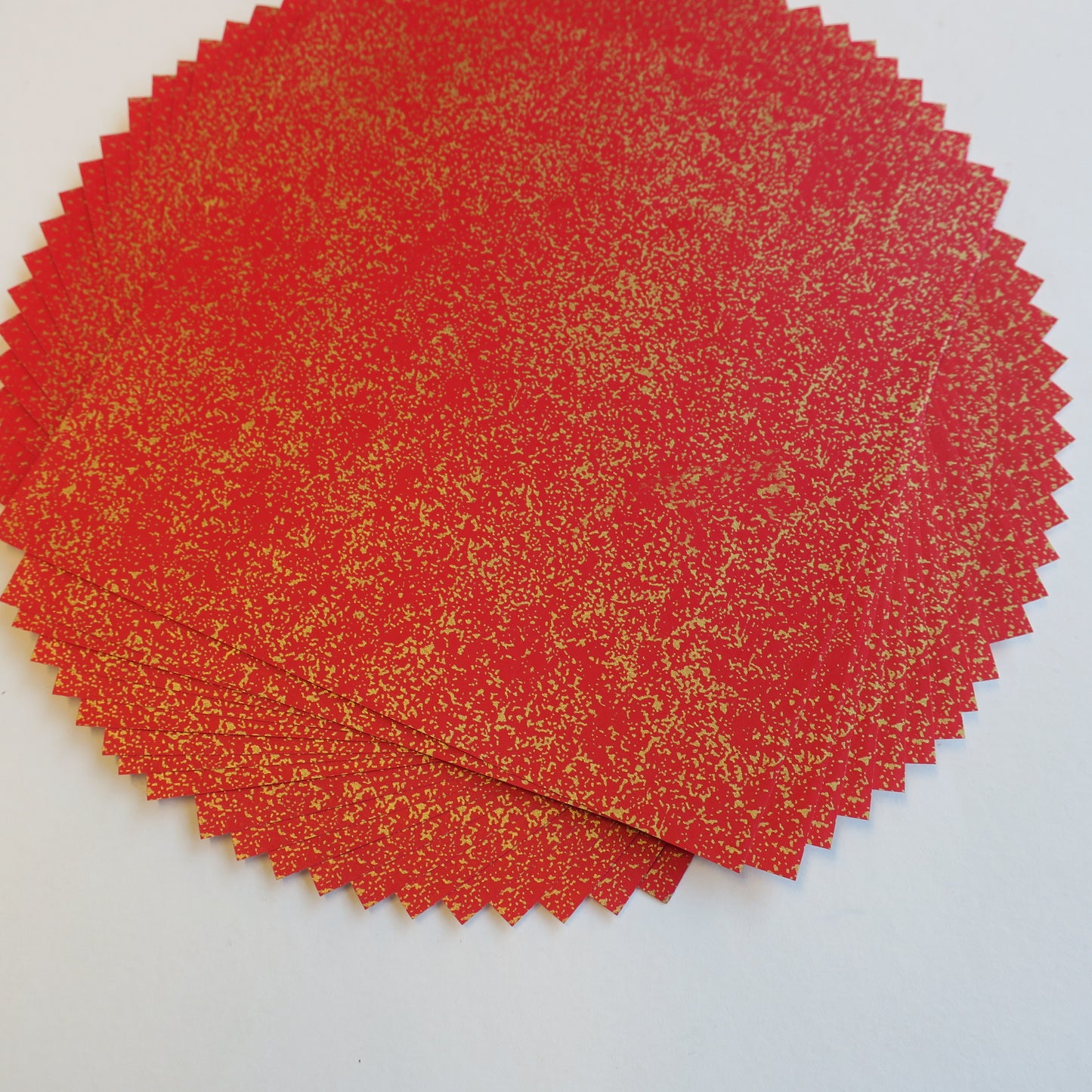 Pack of 20 Sheets 14x14cm Origami Paper - Red with gold flakes