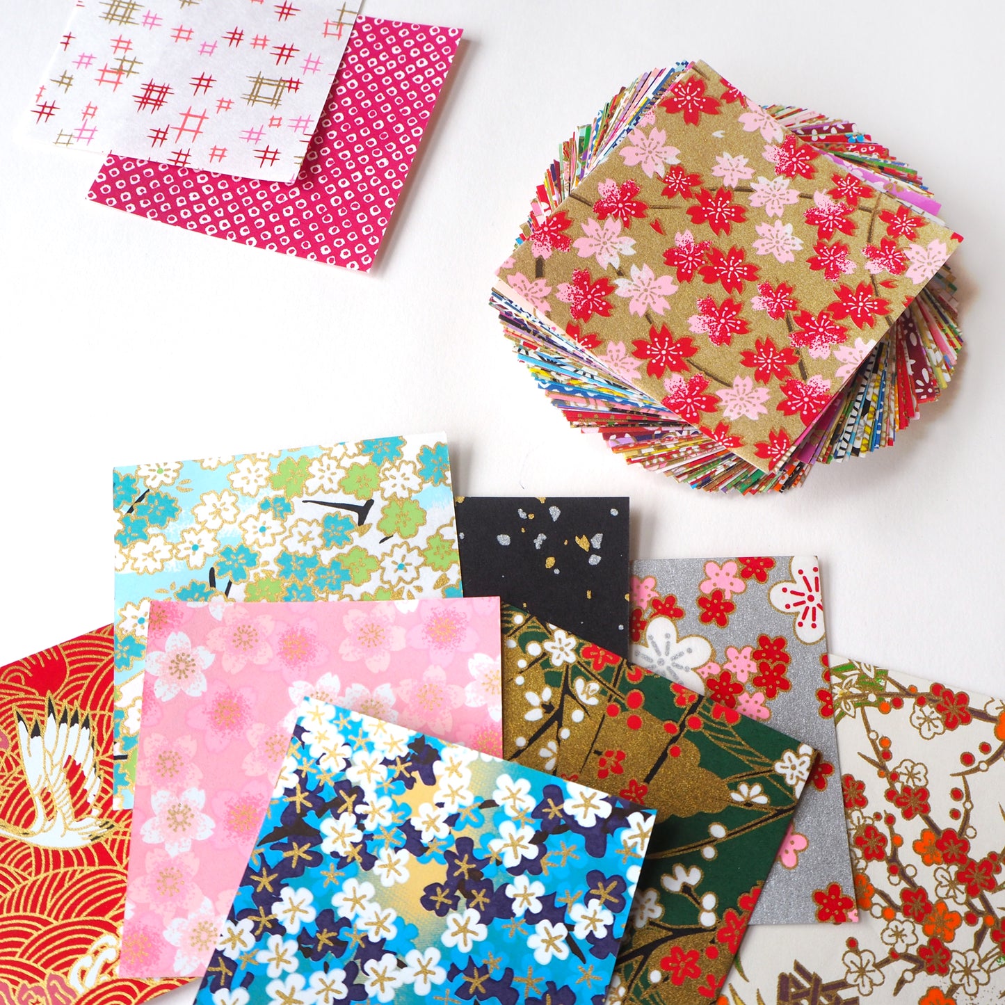 Pack of 100 Sheets 7x7cm Yuzen Washi Origami Paper - Mixed Patterns - washi paper - Lavender Home London