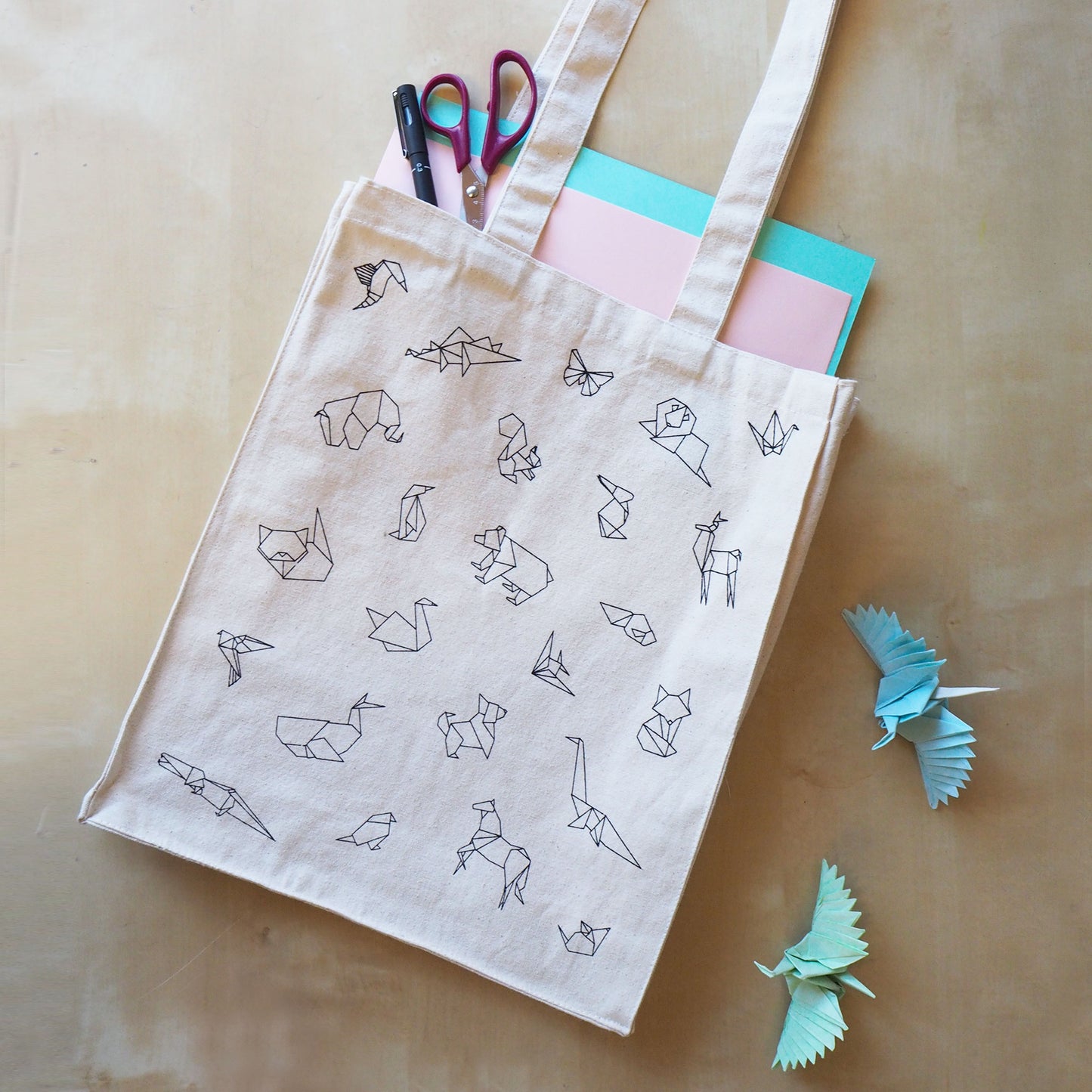 Geometric Origami Animals Canvas Tote Bag - Tote Bags - Lavender Home London