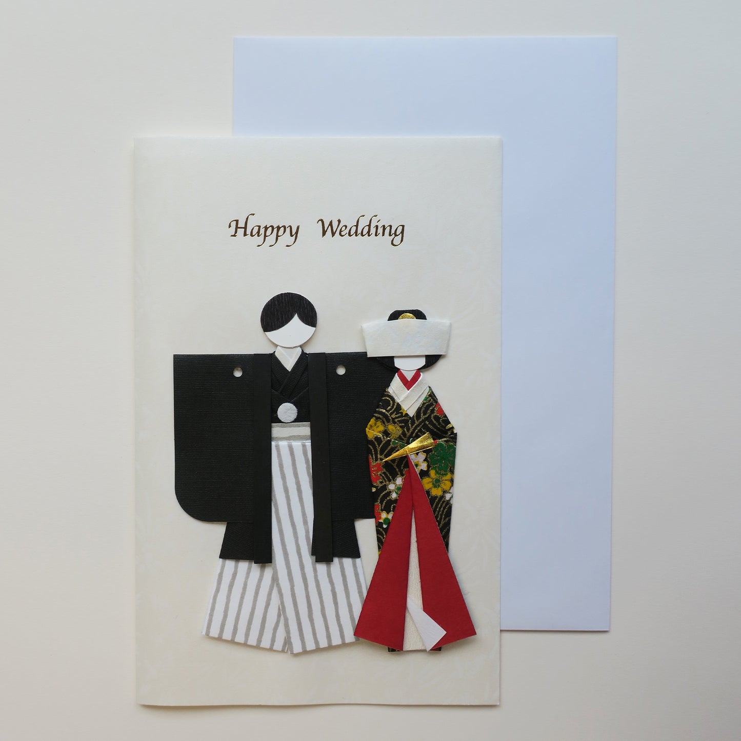 Invitación de boda hecha a mano con muñeca de kimono de origami - A