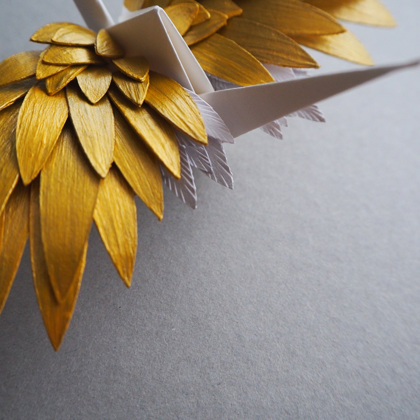 Origami Feathered Crane - Gold