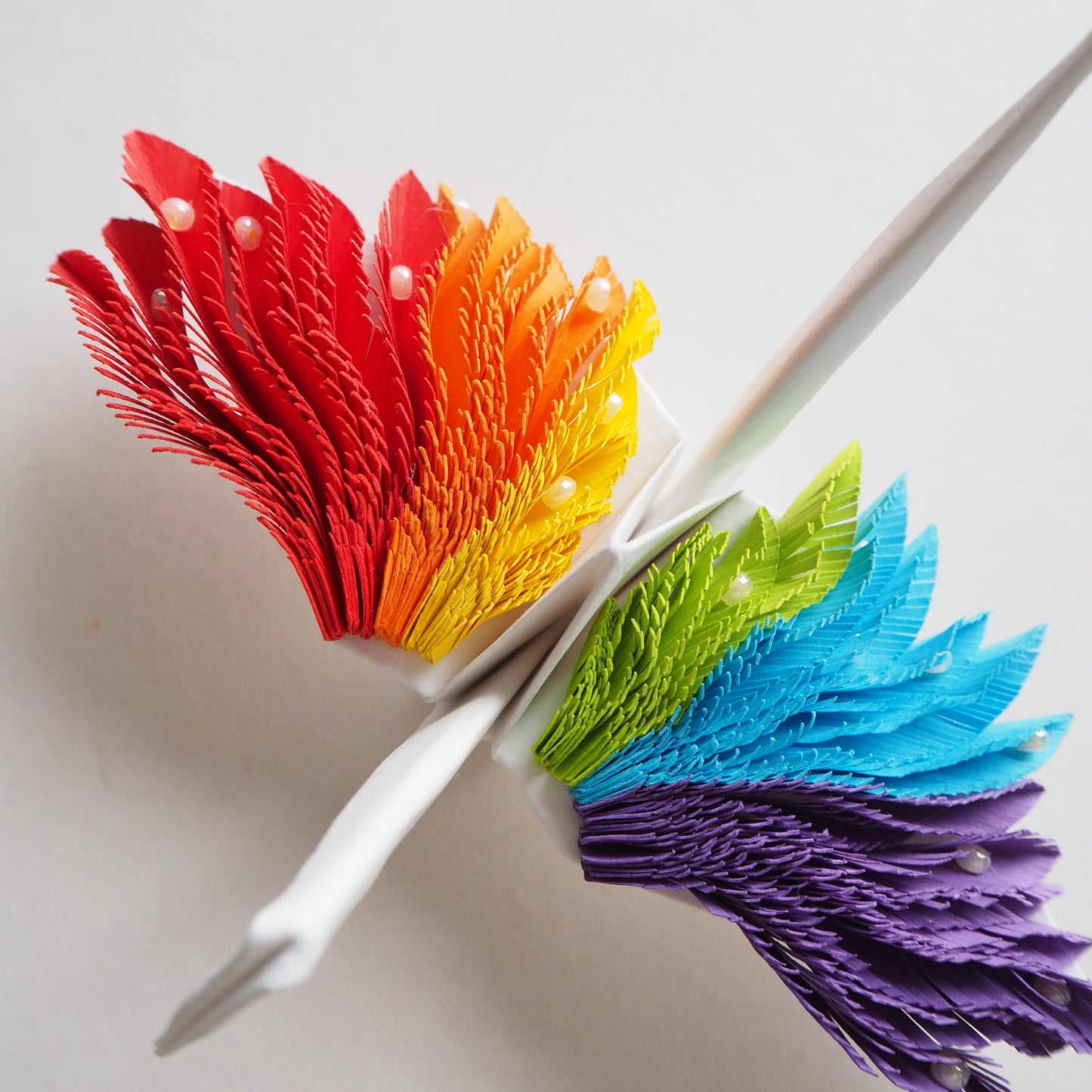 Origami Feathered Crane - Rainbow