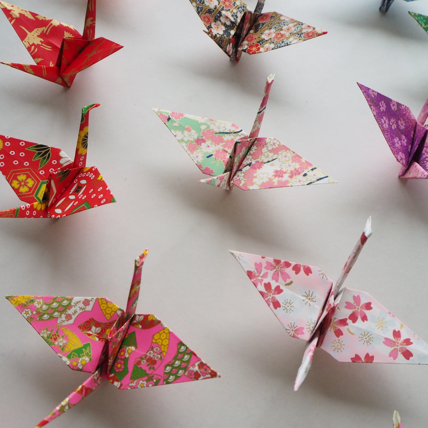 Pack of 10 Origami Cranes, mix patterns