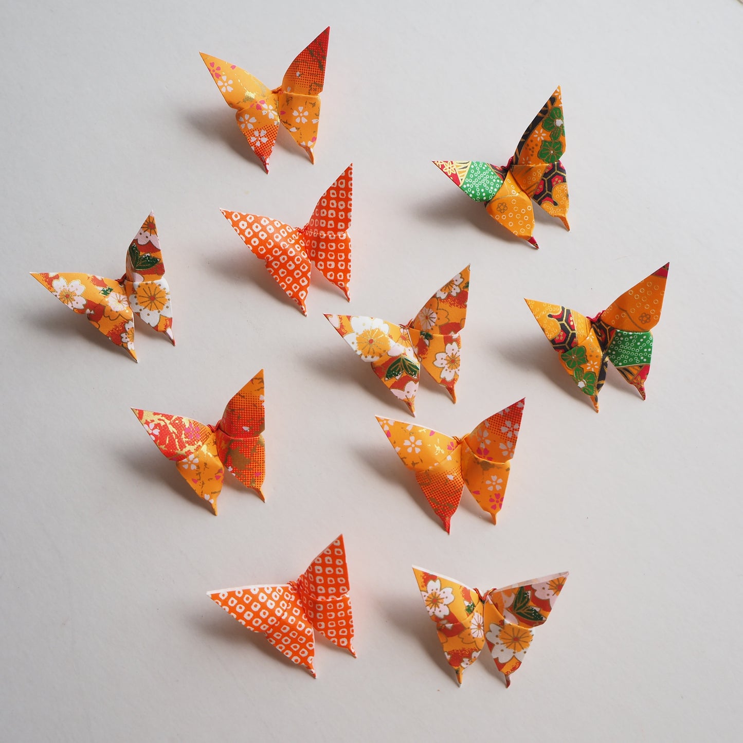 Pack of 10 Origami Paper Butterflies - Orange