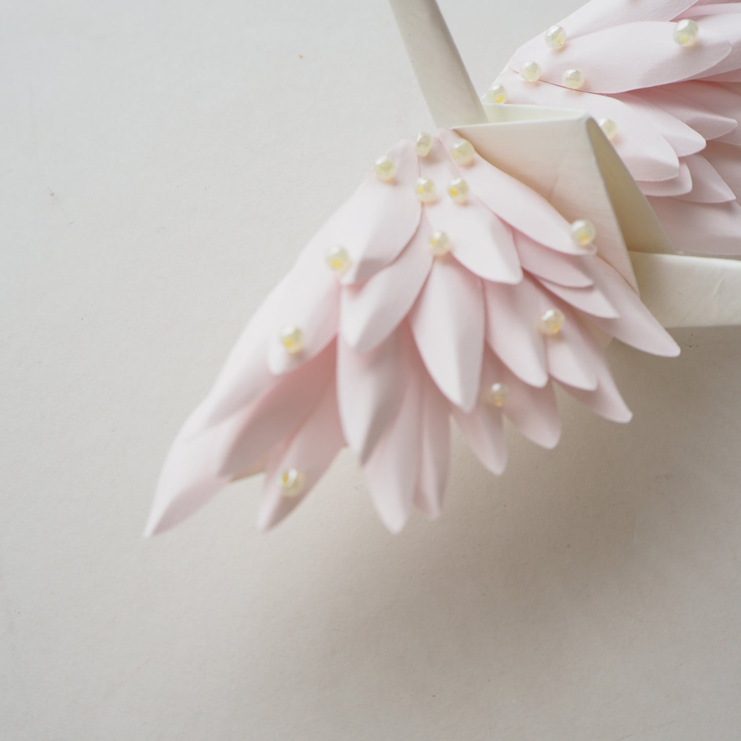 Origami Feathered Crane - Pearl Pink