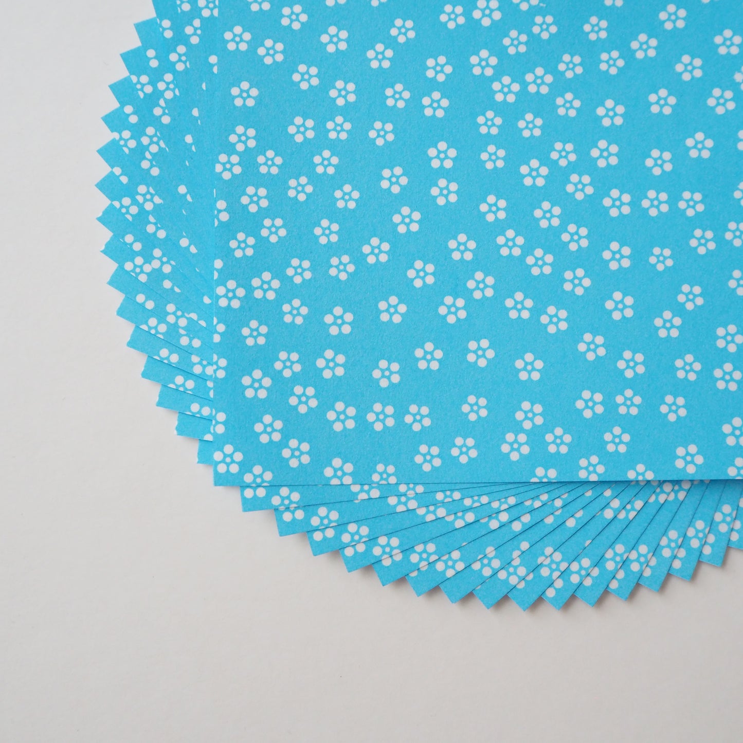 Pack of 20 Sheets 14x14cm Yuzen Washi Origami Paper HZ-384 - Small Plum Flowers Dodger Blue