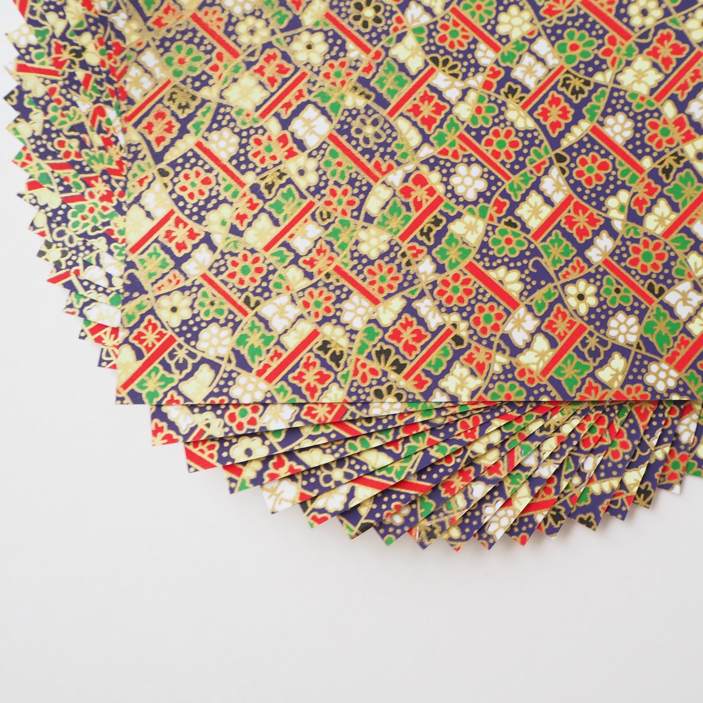 Paquete de 20 hojas de papel Yuzen Washi Origami HZ-395 - Red de pesca floral 14x14cm