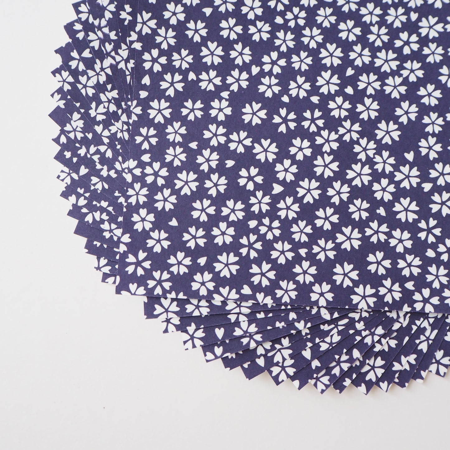 Pack of 20 Sheets 14x14cm Yuzen Washi Origami Paper HZ-327 - Cherry Blossom Navy