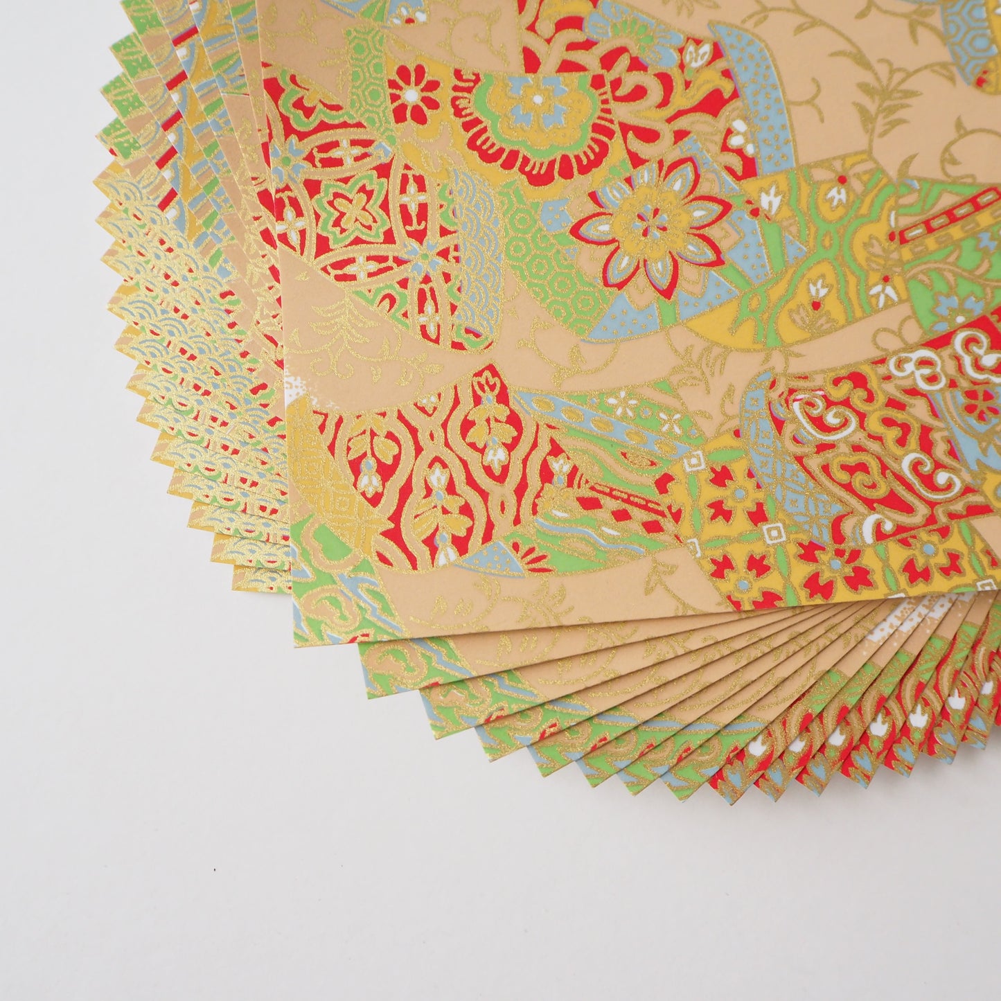 Pack de 20 Feuilles 14x14cm Papier Origami Yuzen Washi HZ-378 - Tissus Décoratifs