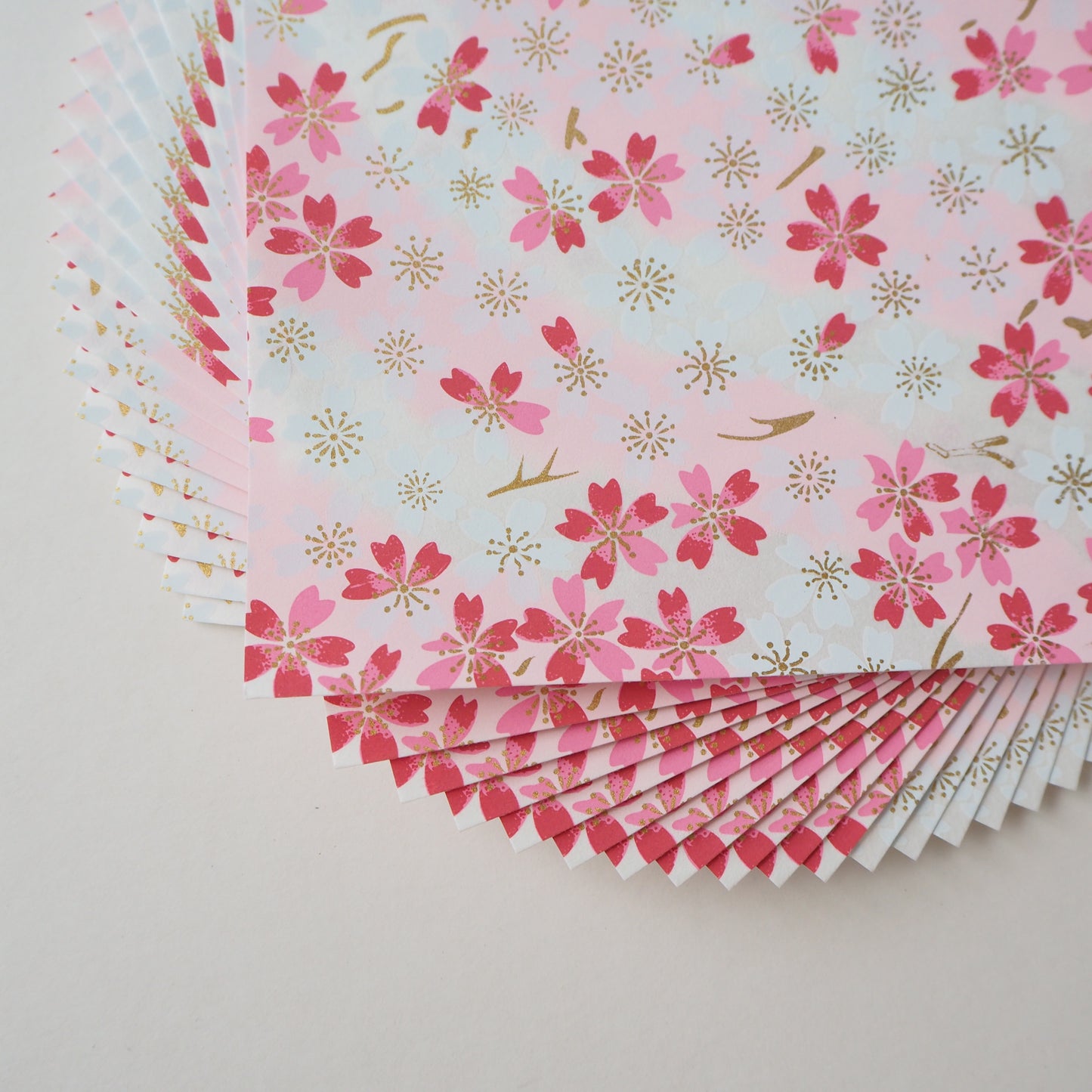 Paquet de 20 feuilles de papier origami Yuzen Washi 14x14 cm HZ-334 - Cutie Cherry Blossom Pink