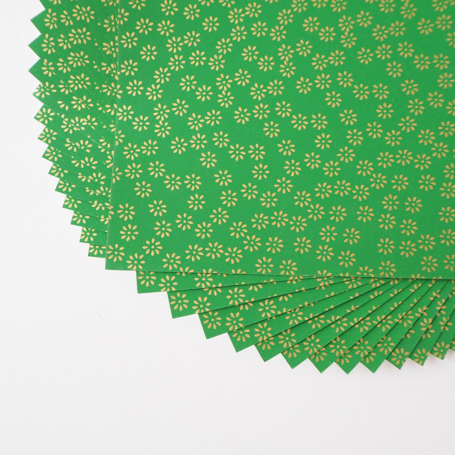 Paquet de 20 feuilles de papier origami Yuzen Washi 14x14 cm HZ-288 - Petit chrysanthème vert