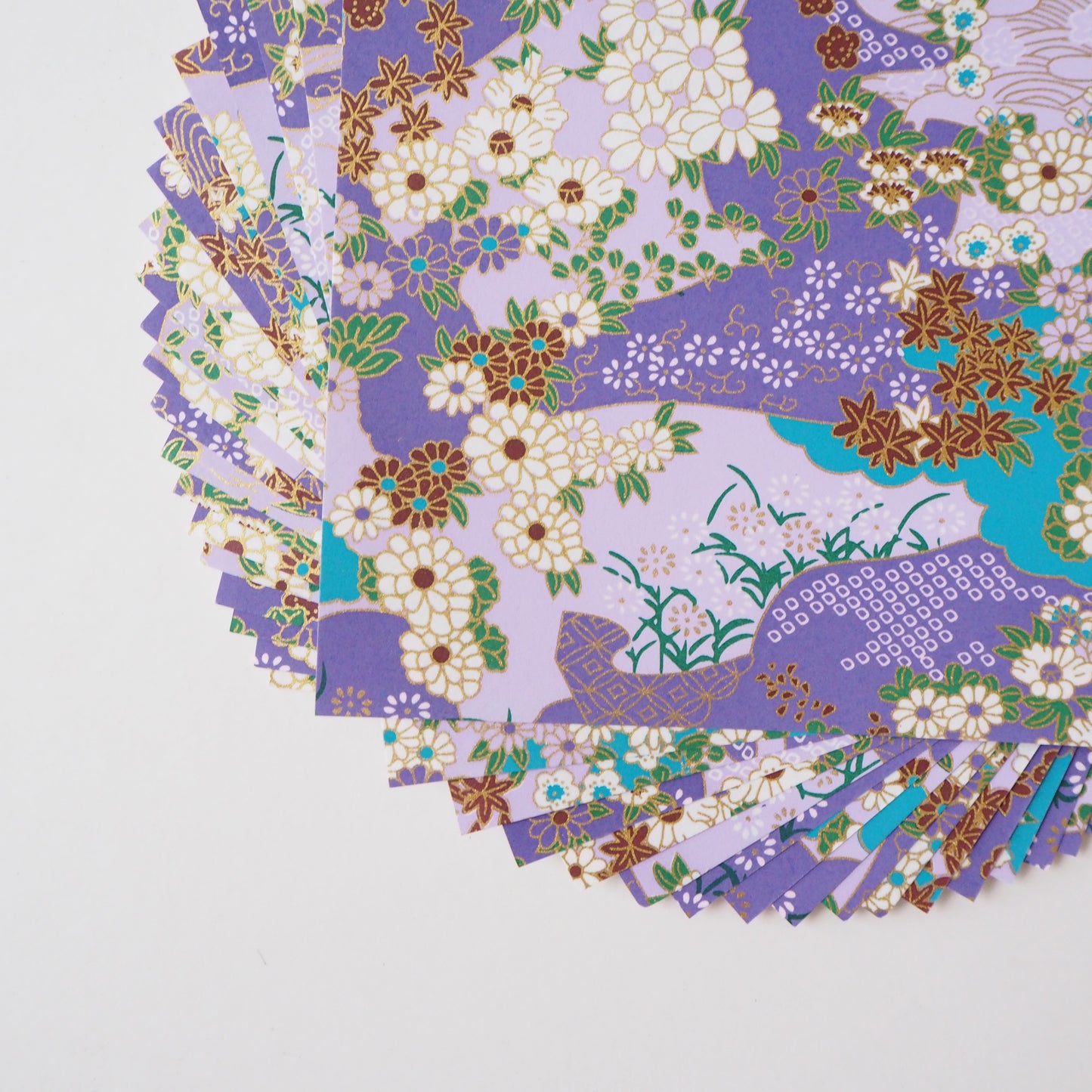 Paquete de 20 hojas de papel Yuzen Washi Origami de 14x14 cm HZ-310 - Jardín acuático de flores nocturnas