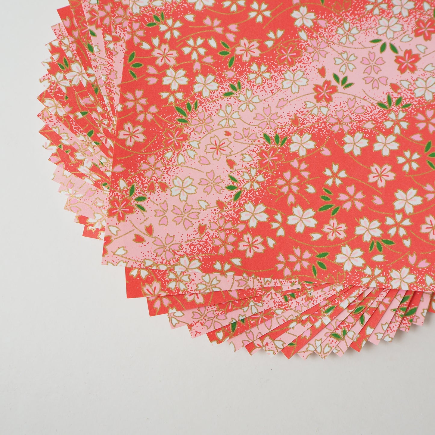 Pack of 20 Sheets 14x14cm Yuzen Washi Origami Paper HZ-230 - Small Cherry Blossom Pink Gradation
