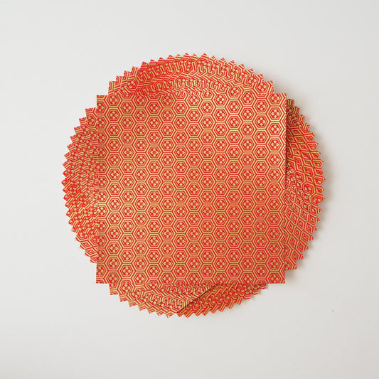 Pack of 20 Sheets 14x14cm Yuzen Washi Origami Paper HZ-076 - Dark Red Tortoiseshell Diamond Flower