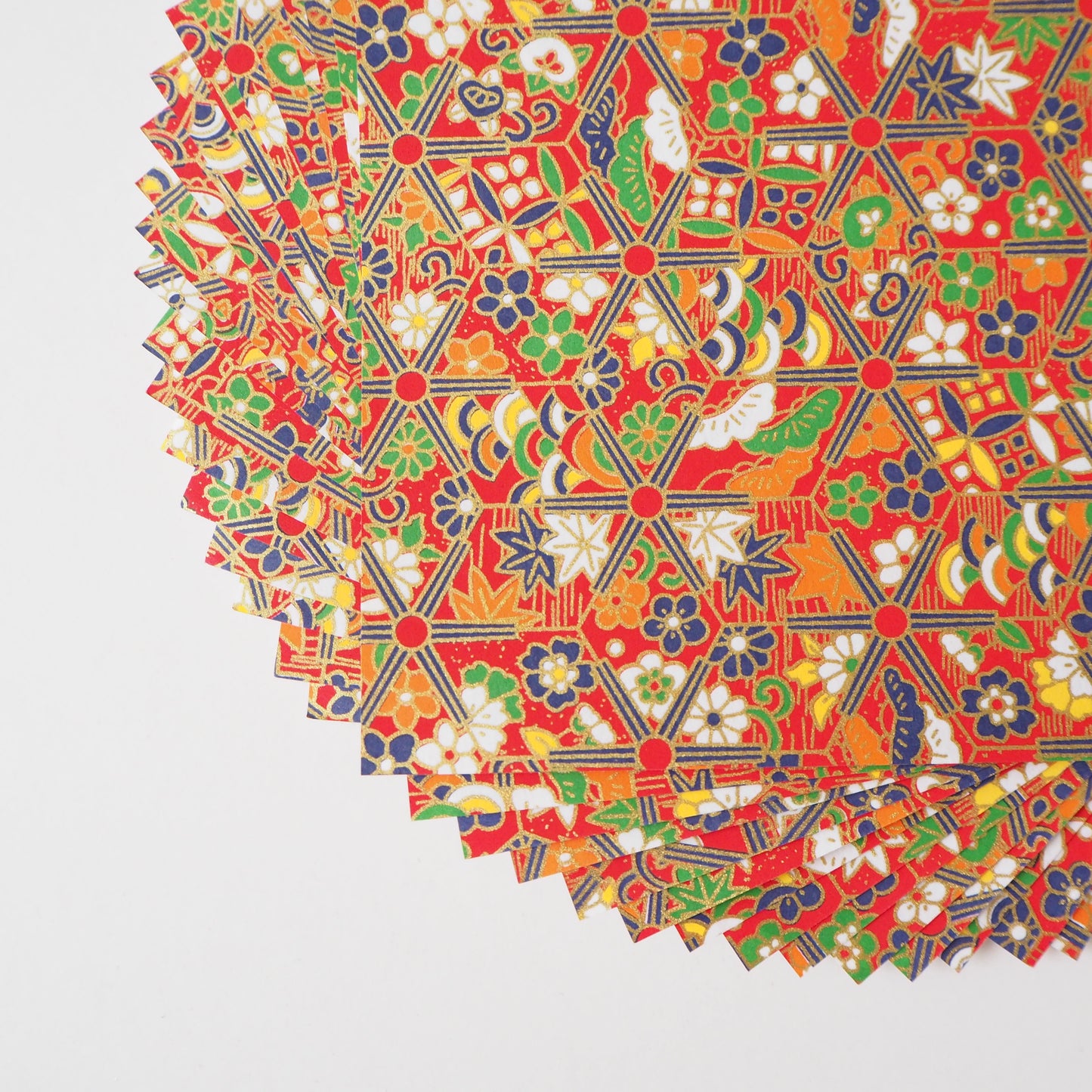 Pack de 20 feuilles 14x14cm Papier Origami Yuzen Washi HZ-056 - Feuille de Chanvre Festival