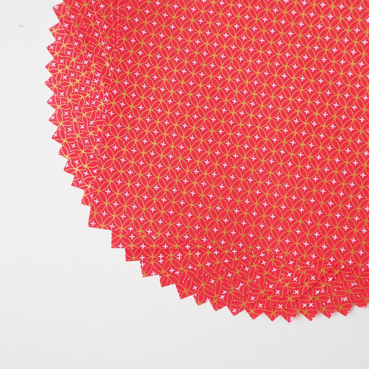 Paquete de 20 hojas de papel Yuzen Washi Origami de 14x14 cm HZ-064 - Shippou Circle Red