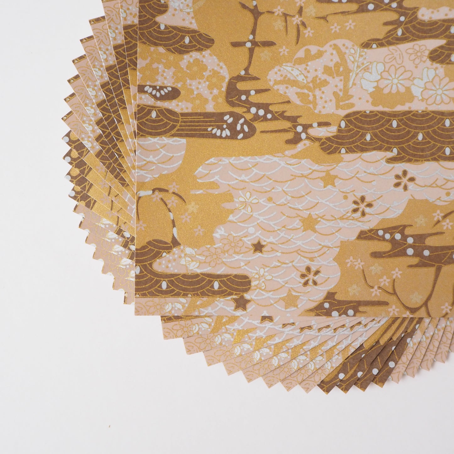 Paquete de 20 hojas de papel Yuzen Washi Origami HZ-071 de 14x14cm - Jardín de Olas del Mar Negro