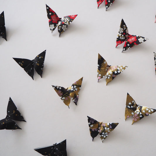 Pack of 10 Halloween Yuzen Washi Origami Paper Butterflies - Small