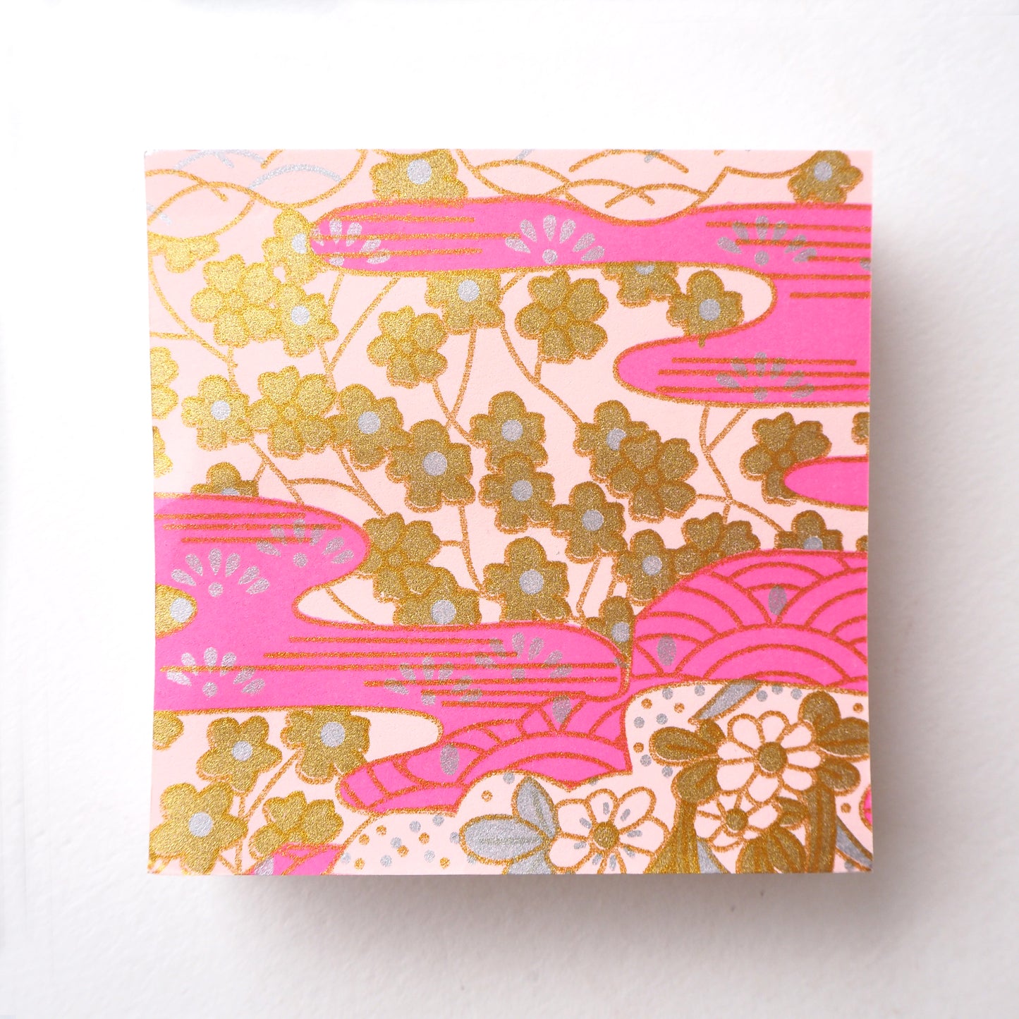 Pack of 100 Sheets 7x7cm Yuzen Washi Origami Paper HZ-002 - Pink Sea Waves Garden - washi paper - Lavender Home London