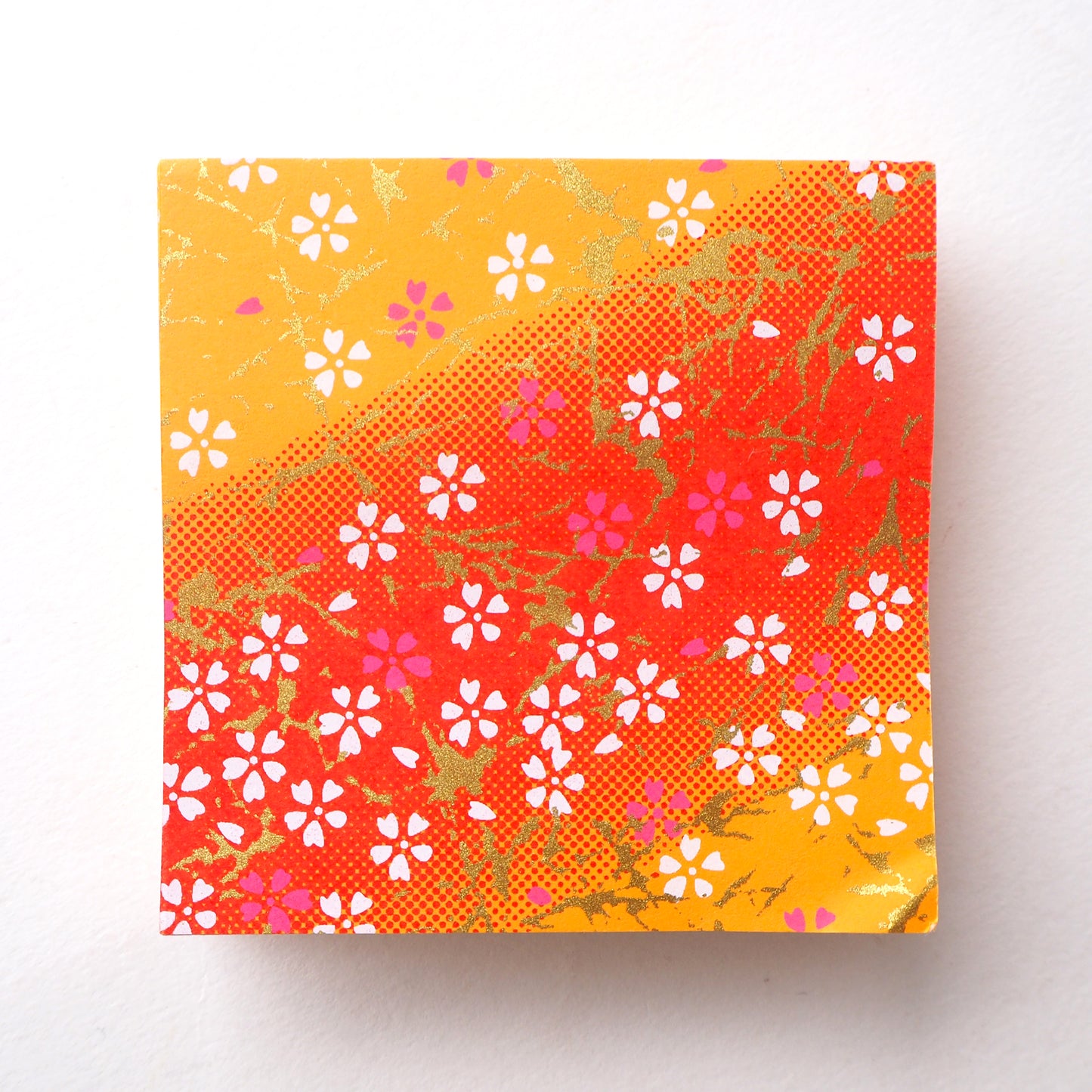 Pack of 100 Sheets 7x7cm Yuzen Washi Origami Paper HZ-006 - Small Cherry Blossom Orange Gradation - washi paper - Lavender Home London