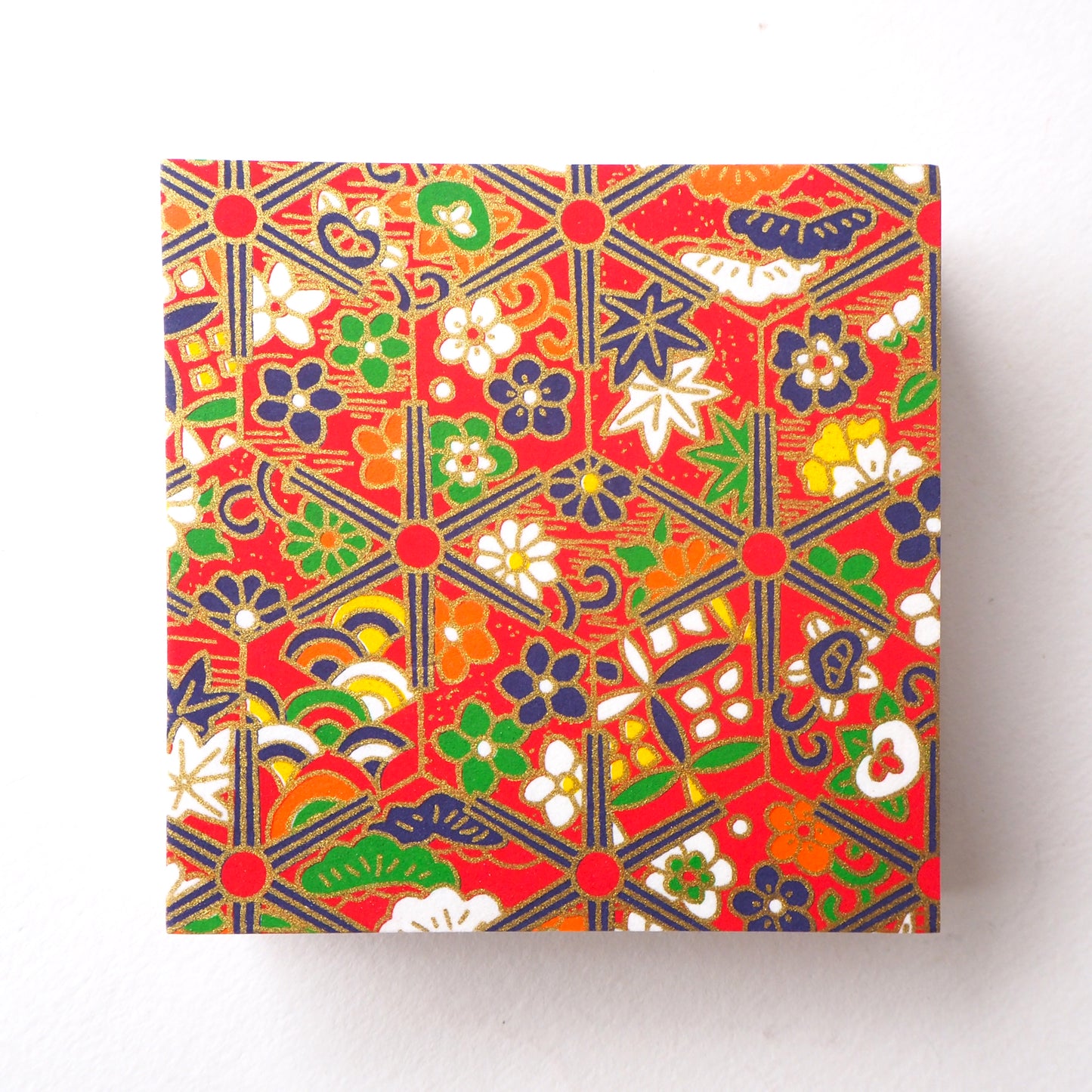 Pack of 100 Sheets 7x7cm Yuzen Washi Origami Paper HZ-056 - Festival Hemp Leaf - washi paper - Lavender Home London