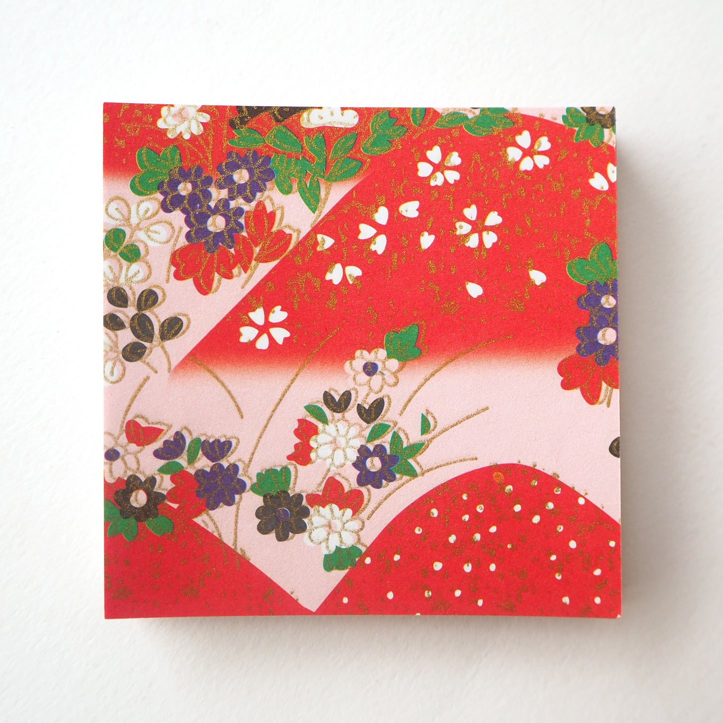Pack of 100 Sheets 7x7cm Yuzen Washi Origami Paper HZ-059 - Flower Mountain Red - washi paper - Lavender Home London