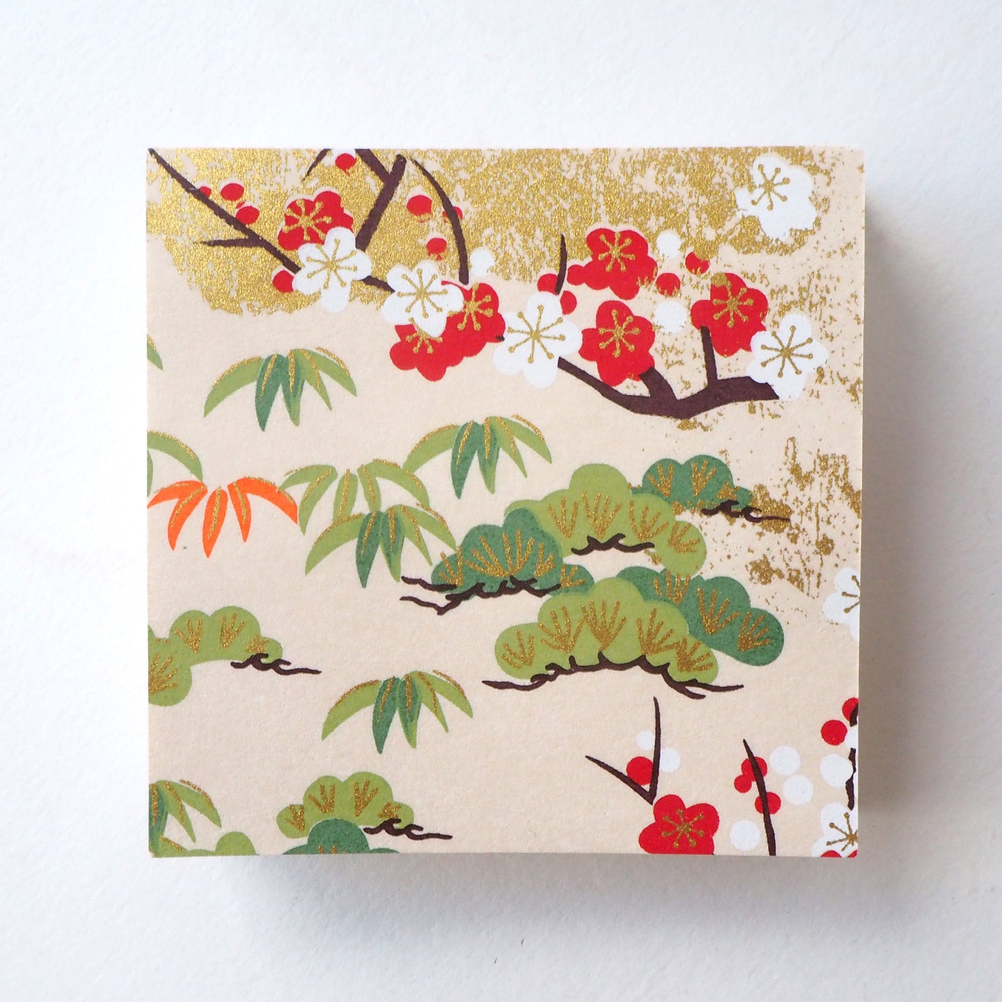 Pack of 100 Sheets 7x7cm Yuzen Washi Origami Paper HZ-070 - Plum Flower Garden - washi paper - Lavender Home London