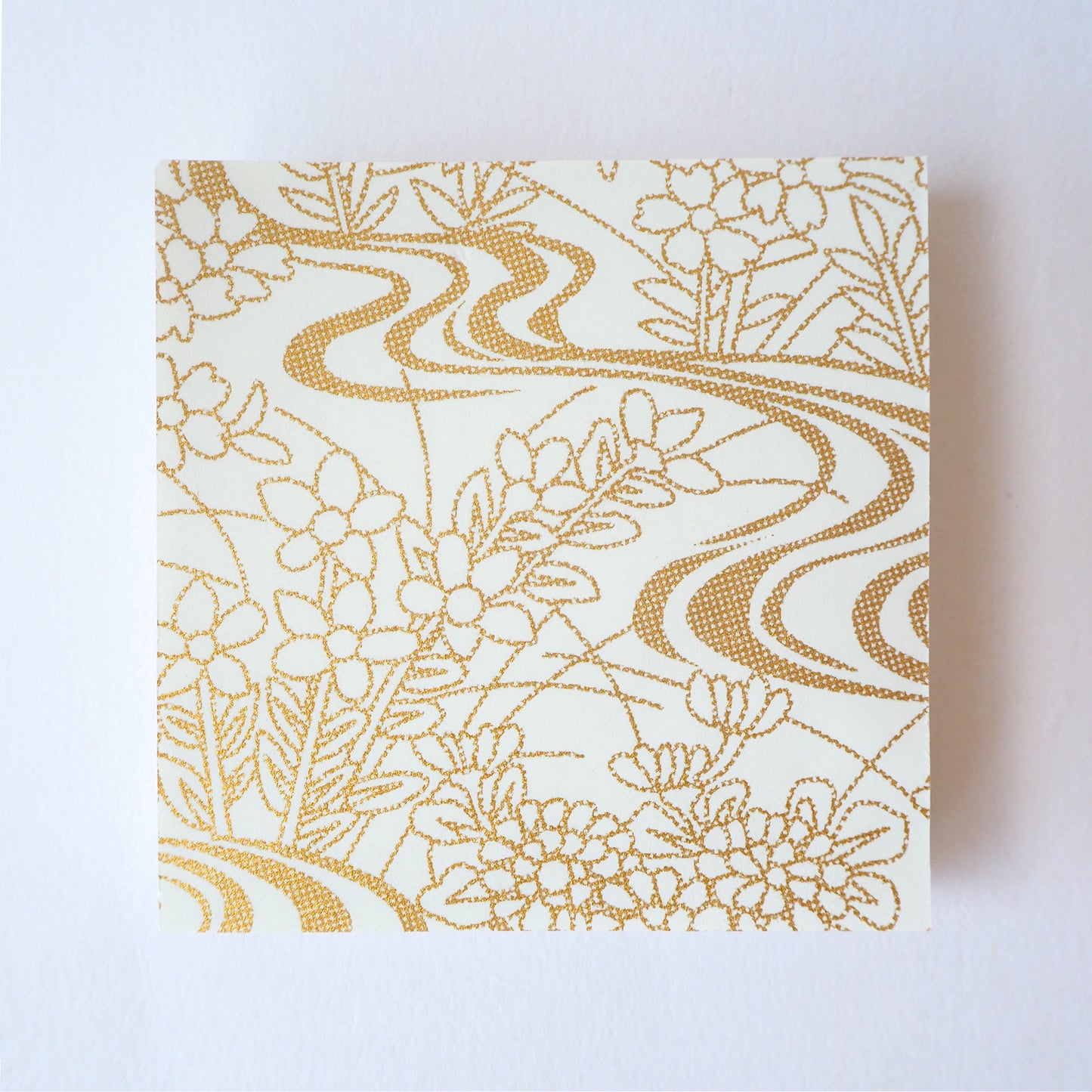 Pack of 100 Sheets 7x7cm Yuzen Washi Origami Paper HZ-088 - Gold Flowing Water Garden - washi paper - Lavender Home London