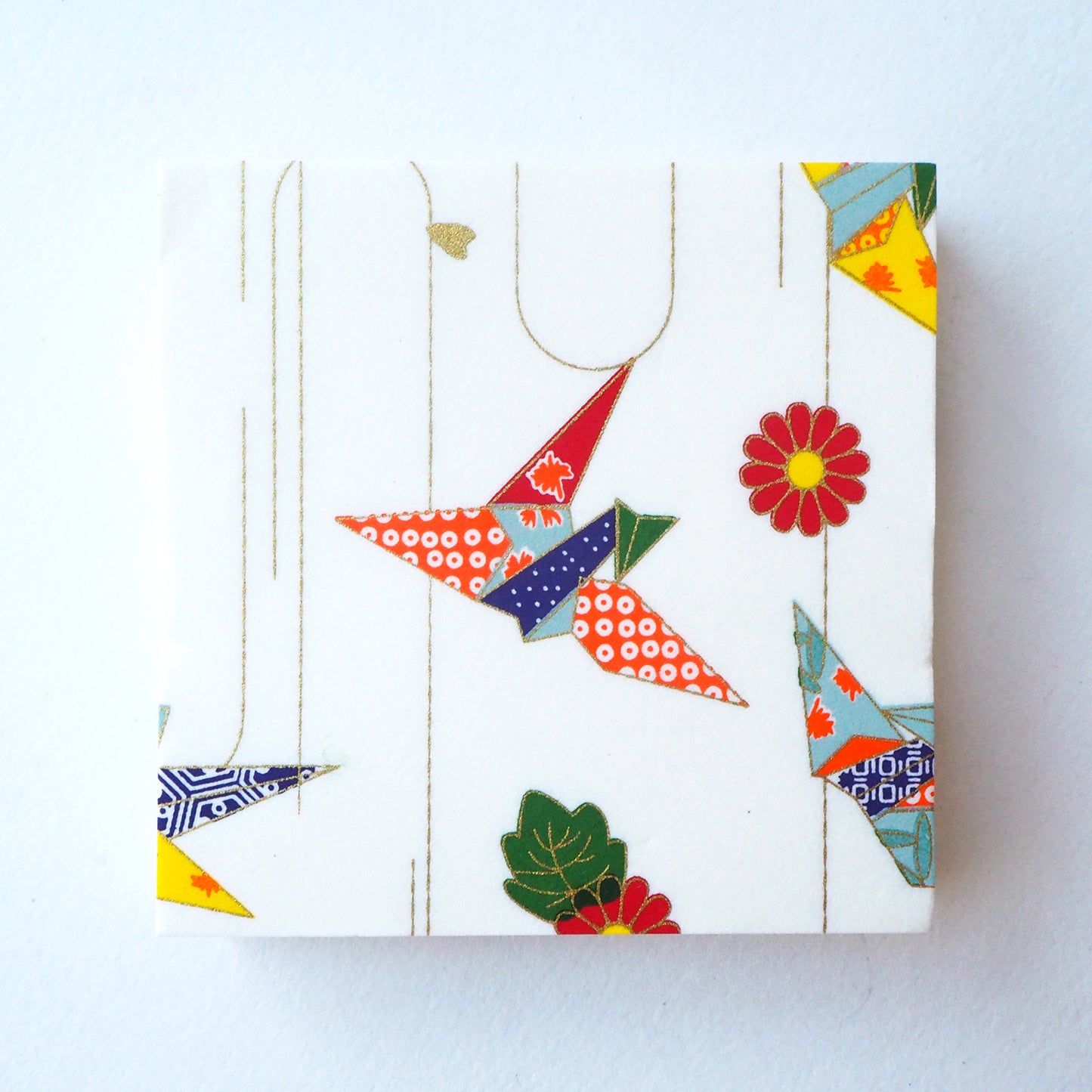 Pack of 100 Sheets 7x7cm Yuzen Washi Origami Paper HZ-101 - Origami Cranes White (L) - washi paper - Lavender Home London