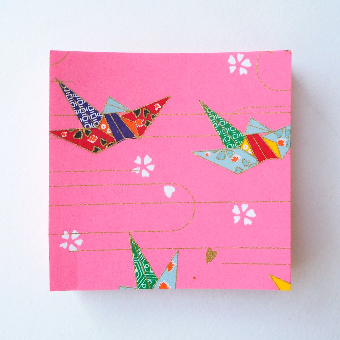 Pack of 100 Sheets 7x7cm Yuzen Washi Origami Paper HZ-102 - Origami Cranes Pink (L) - washi paper - Lavender Home London