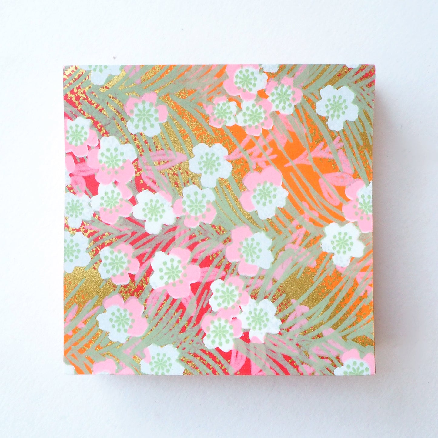 Pack of 100 Sheets 7x7cm Yuzen Washi Origami Paper HZ-103 - Plum Flowers & Peacock Feather - washi paper - Lavender Home London