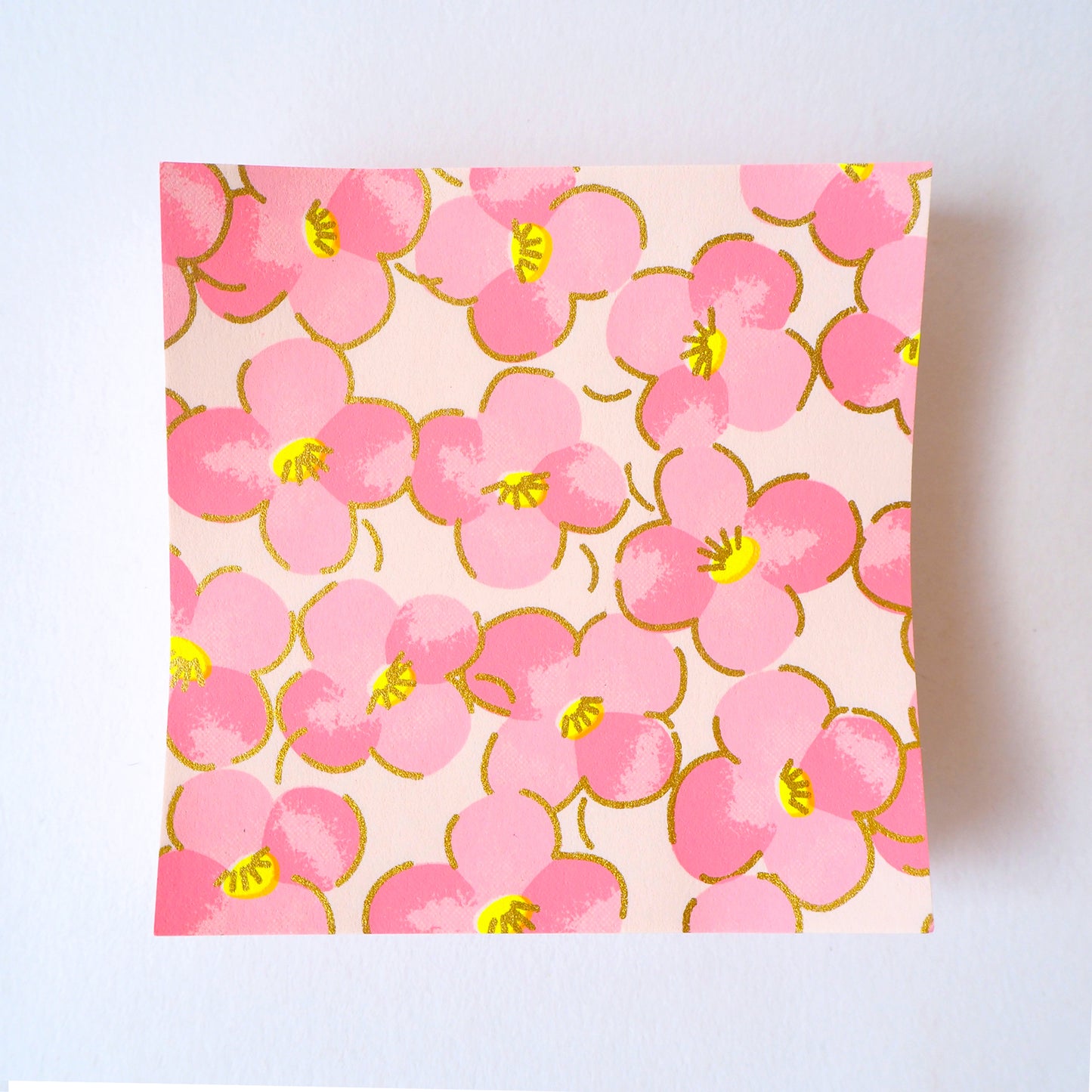 Pack of 100 Sheets 7x7cm Yuzen Washi Origami Paper HZ-123 - Candy Pink Flowery Plum Flowers - washi paper - Lavender Home London