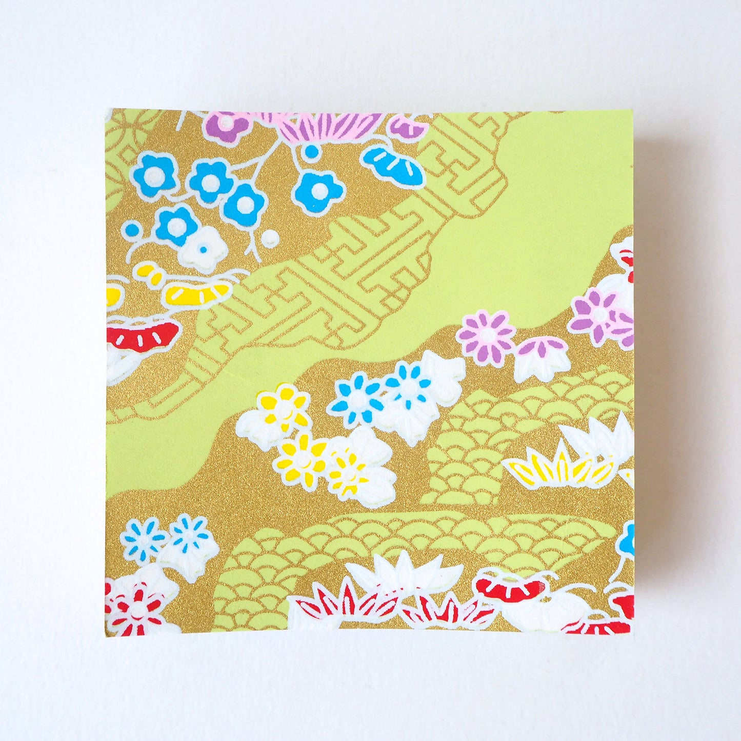 Pack of 100 Sheets 7x7cm Yuzen Washi Origami Paper HZ-164 - Gold Flower Field - washi paper - Lavender Home London