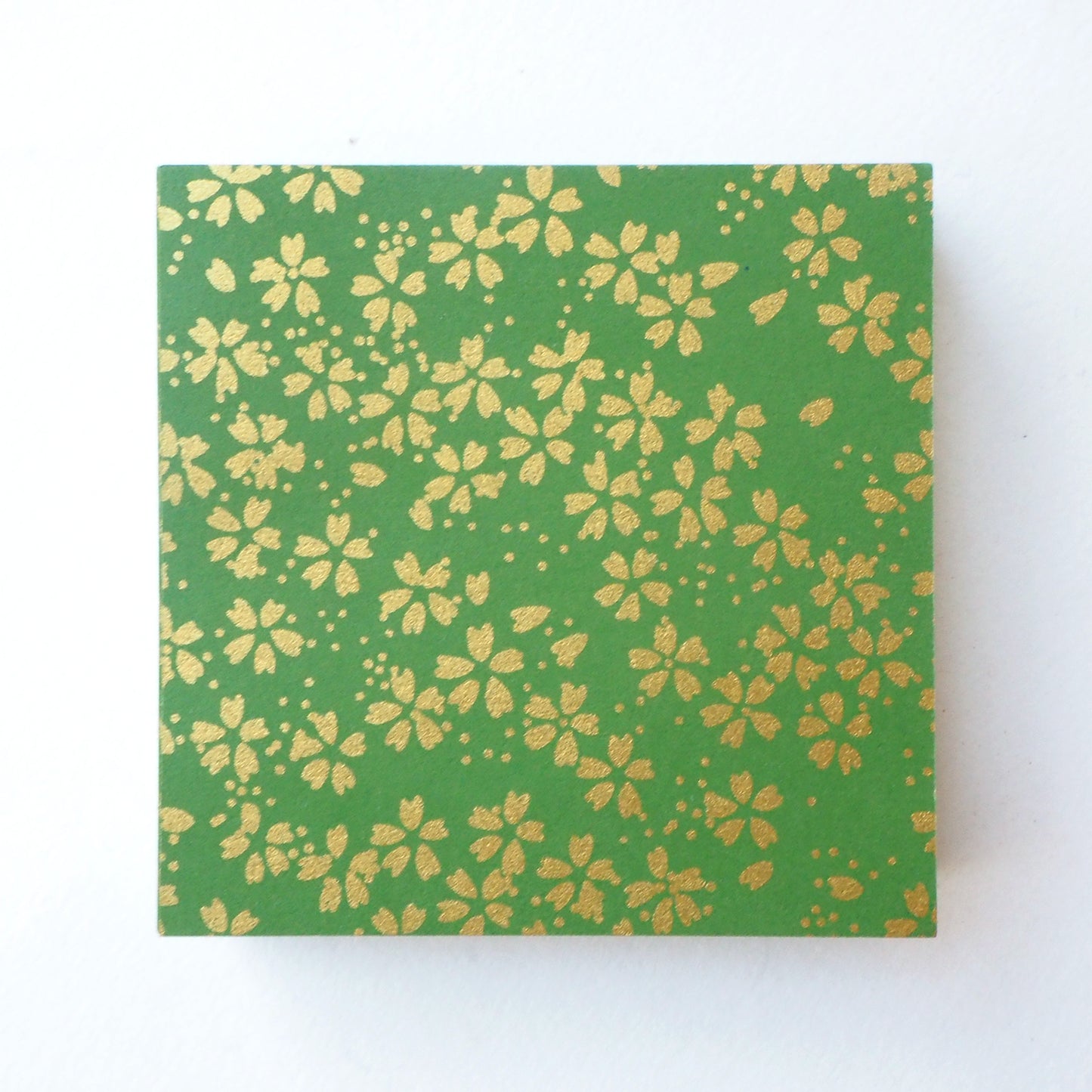 Pack of 100 Sheets 7x7cm Yuzen Washi Origami Paper HZ-166 - Small Gold Cherry Blossom Matcha - washi paper - Lavender Home London