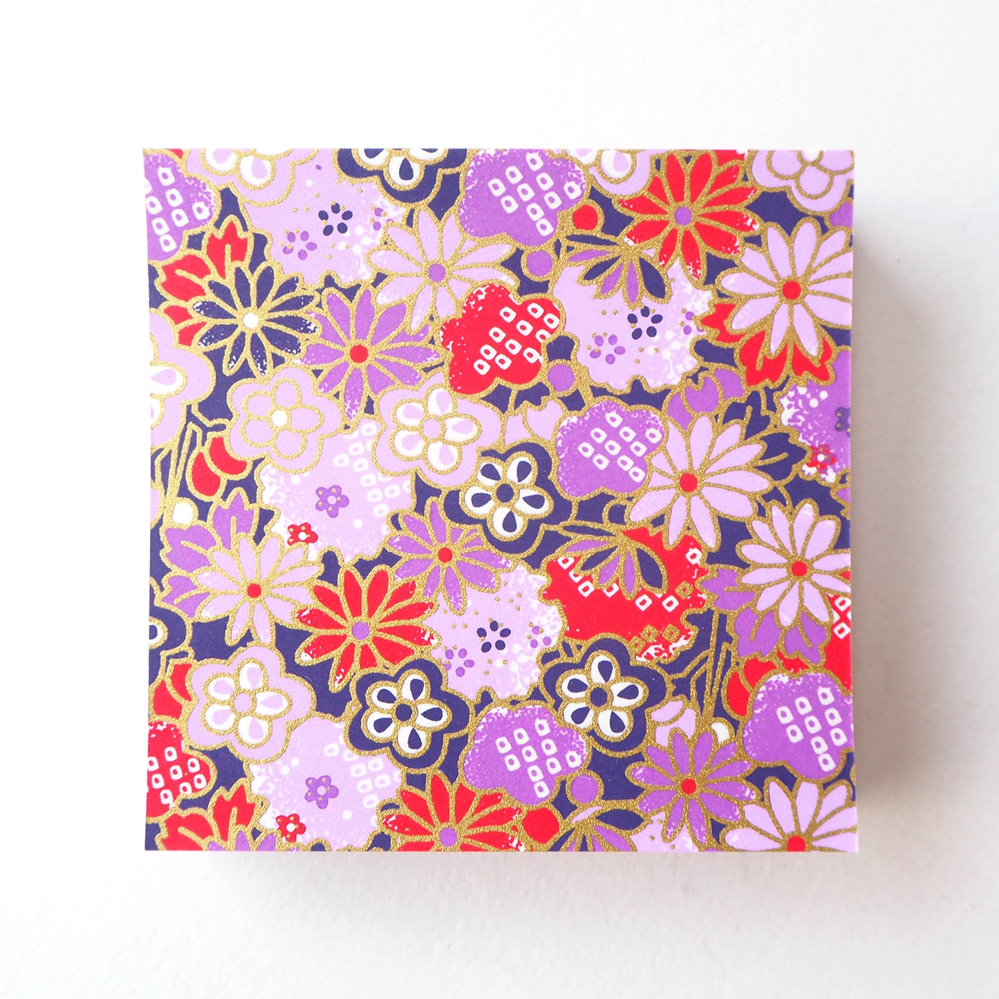 Pack of 100 Sheets 7x7cm Yuzen Washi Origami Paper HZ-231 - Flowery Chrysanthemums Purple - washi paper - Lavender Home London