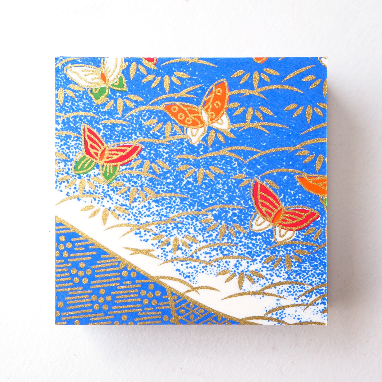 Pack of 100 Sheets 7x7cm Yuzen Washi Origami Paper HZ-255 - Butterflies & Old Toys Blue - washi paper - Lavender Home London