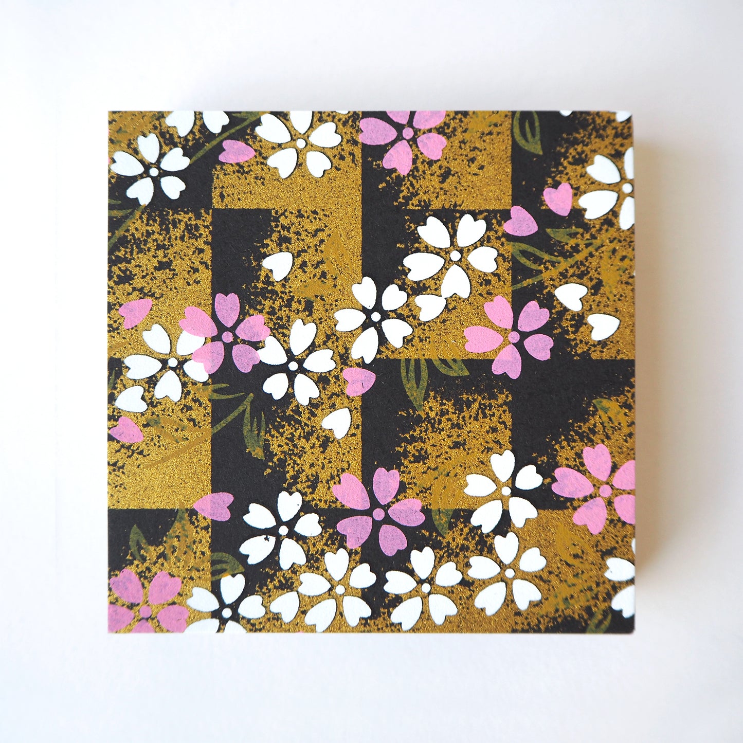 Pack of 100 Sheets 7x7cm Yuzen Washi Origami Paper HZ-258 - HZ-258 - Cherry Blossom Black Shade - washi paper - Lavender Home London