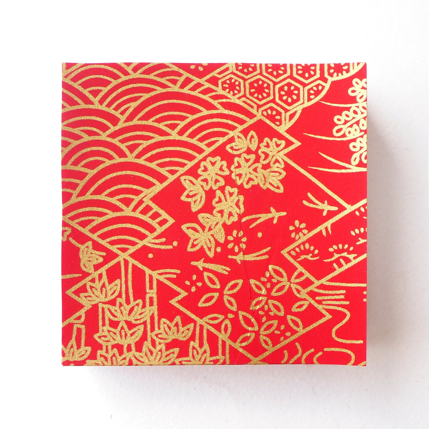 Pack of 100 Sheets 7x7cm Yuzen Washi Origami Paper HZ-313 - Three Lozenges Dark Red - washi paper - Lavender Home London