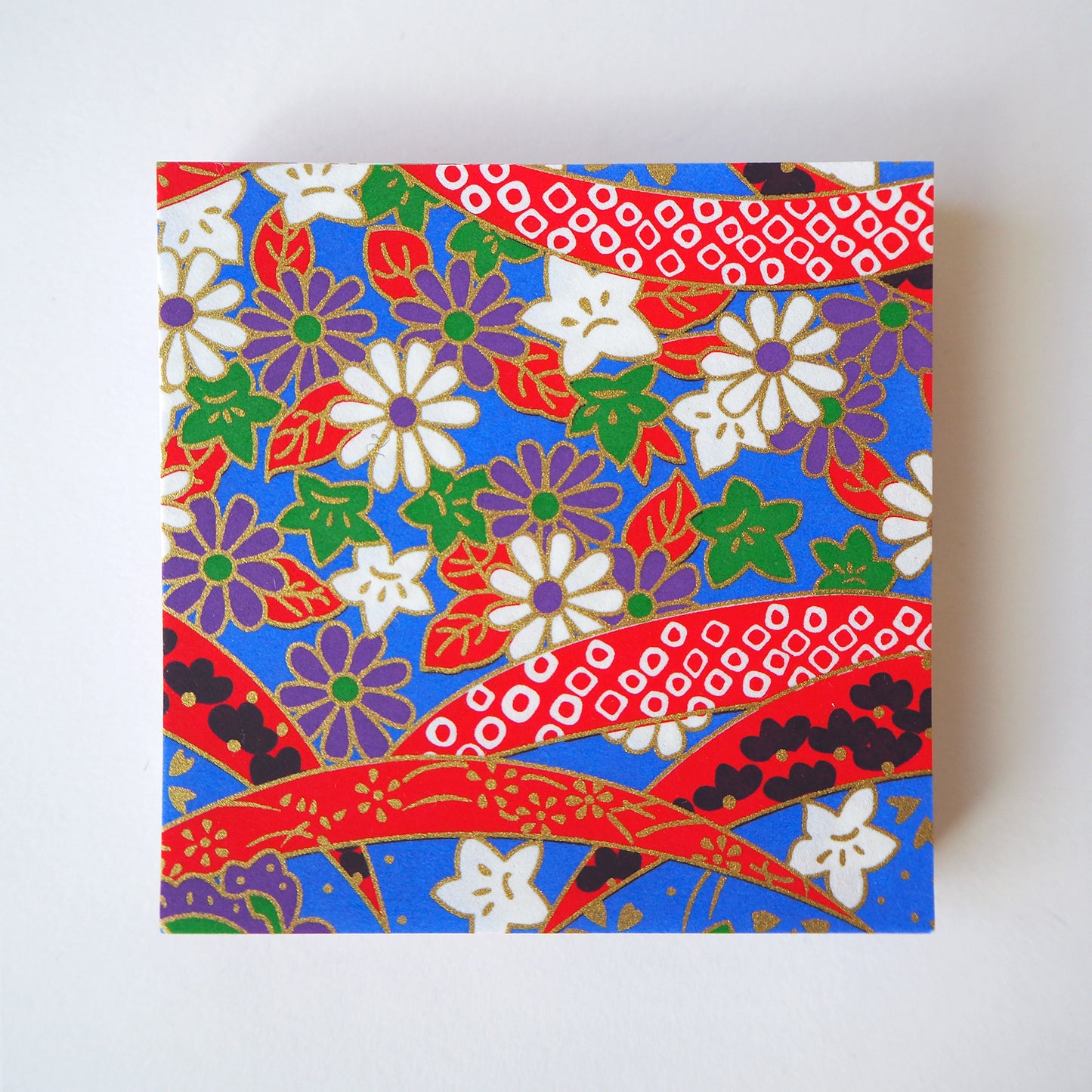 Pack of 100 Sheets 7x7cm Yuzen Washi Origami Paper HZ-330 - Bellflowers & Butterflies Blue - washi paper - Lavender Home London